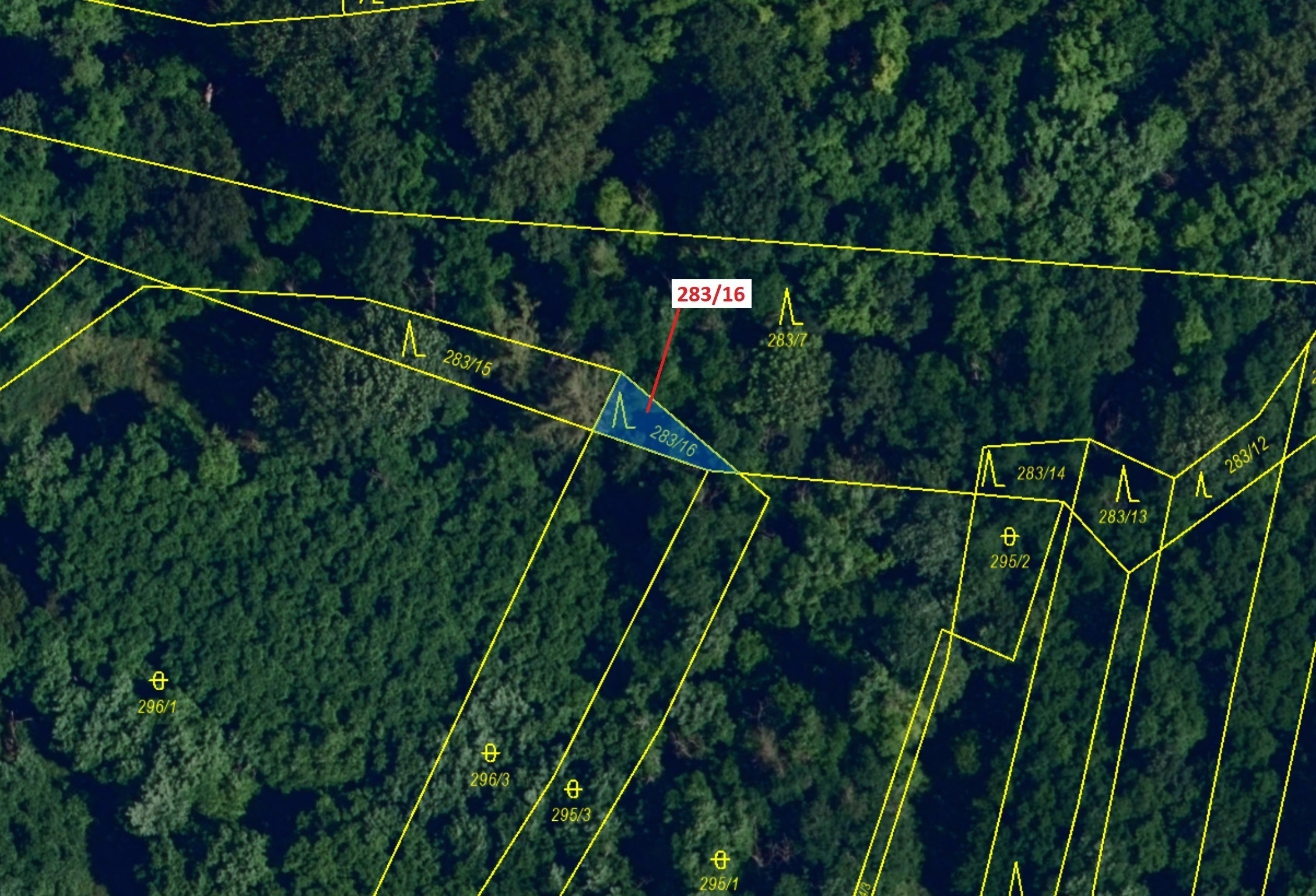 Lesní pozemek o výměře 71 m2, podíl 1/1, katastrální území Hrubšice, obec Ivančice, obec s rozšířeno