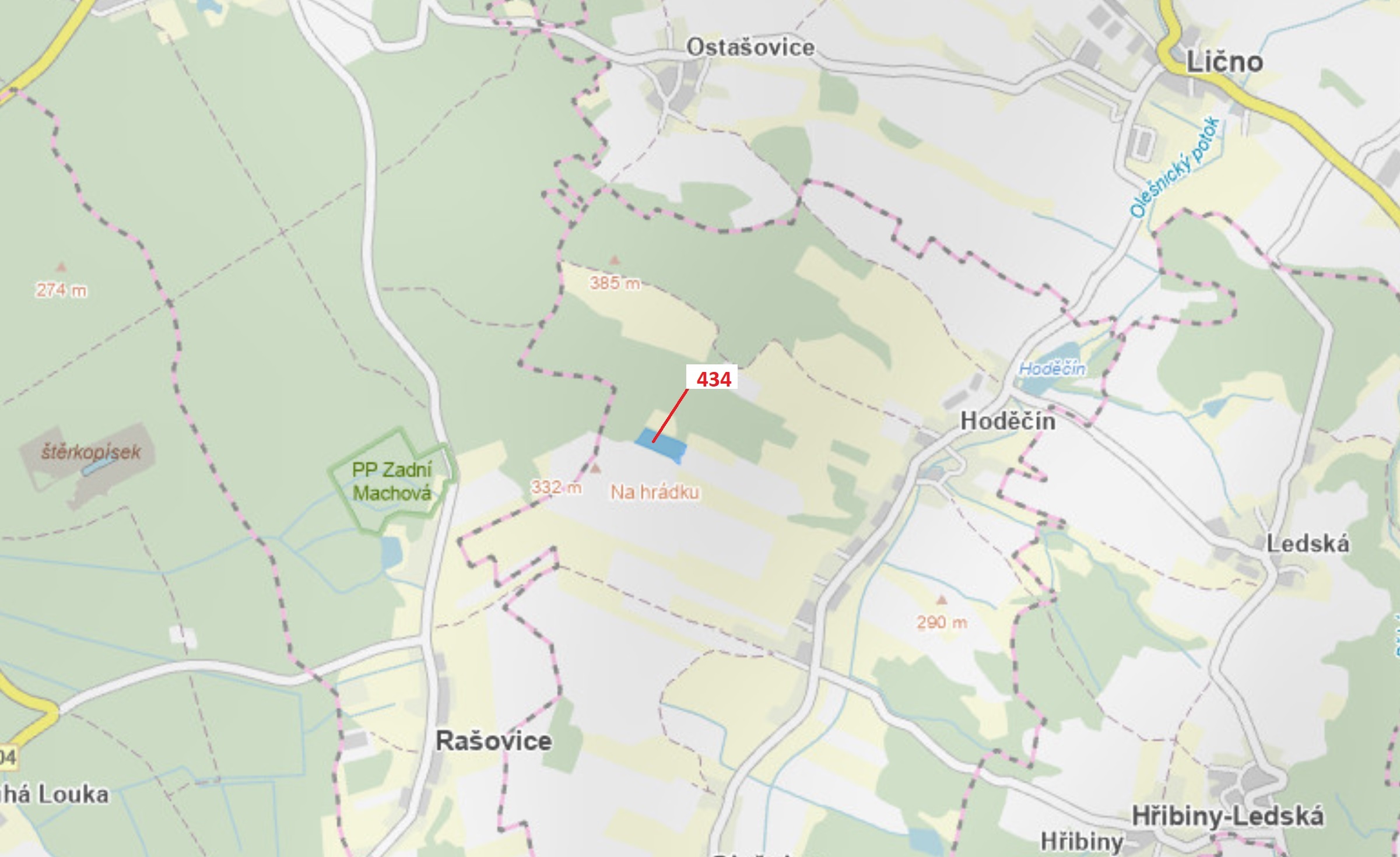 Lesní pozemek o výměře 15 378 m2, podíl 1/1, katastrální území Olešnice u Rychnova nad Kněžnou, obec