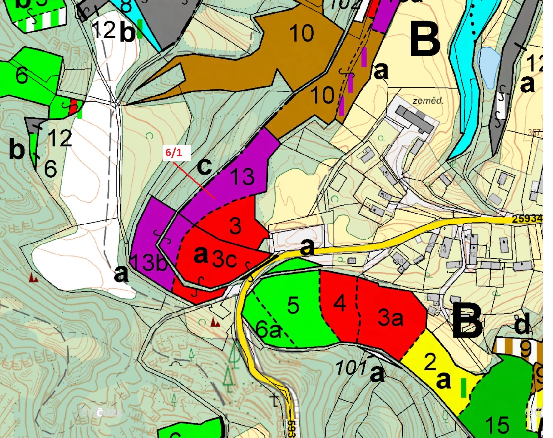 Lesní pozemek o výměře 6871 m2, podíl 1/1, katastrální území Dobřeň, obec Dobřeň, obec s rozšířenou 