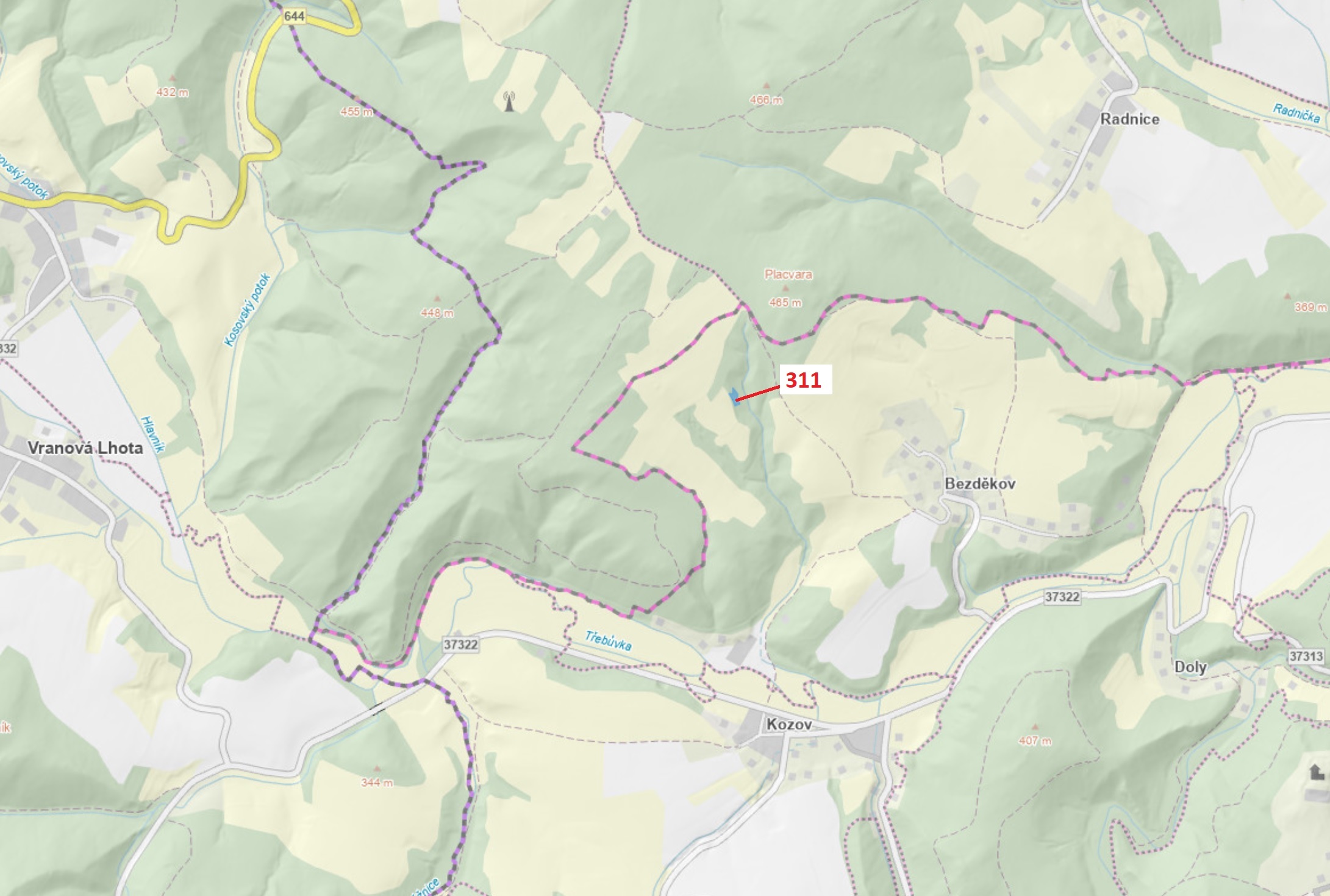 Trvalý travní porost o výměře 1043 m2, podíl 1/1, katastrální území Bezděkov nad Třebůvkou, obec Bou