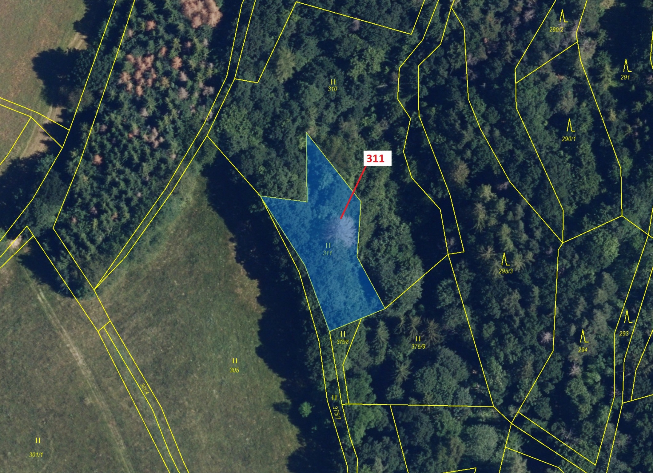 Trvalý travní porost o výměře 1043 m2, podíl 1/1, katastrální území Bezděkov nad Třebůvkou, obec Bou