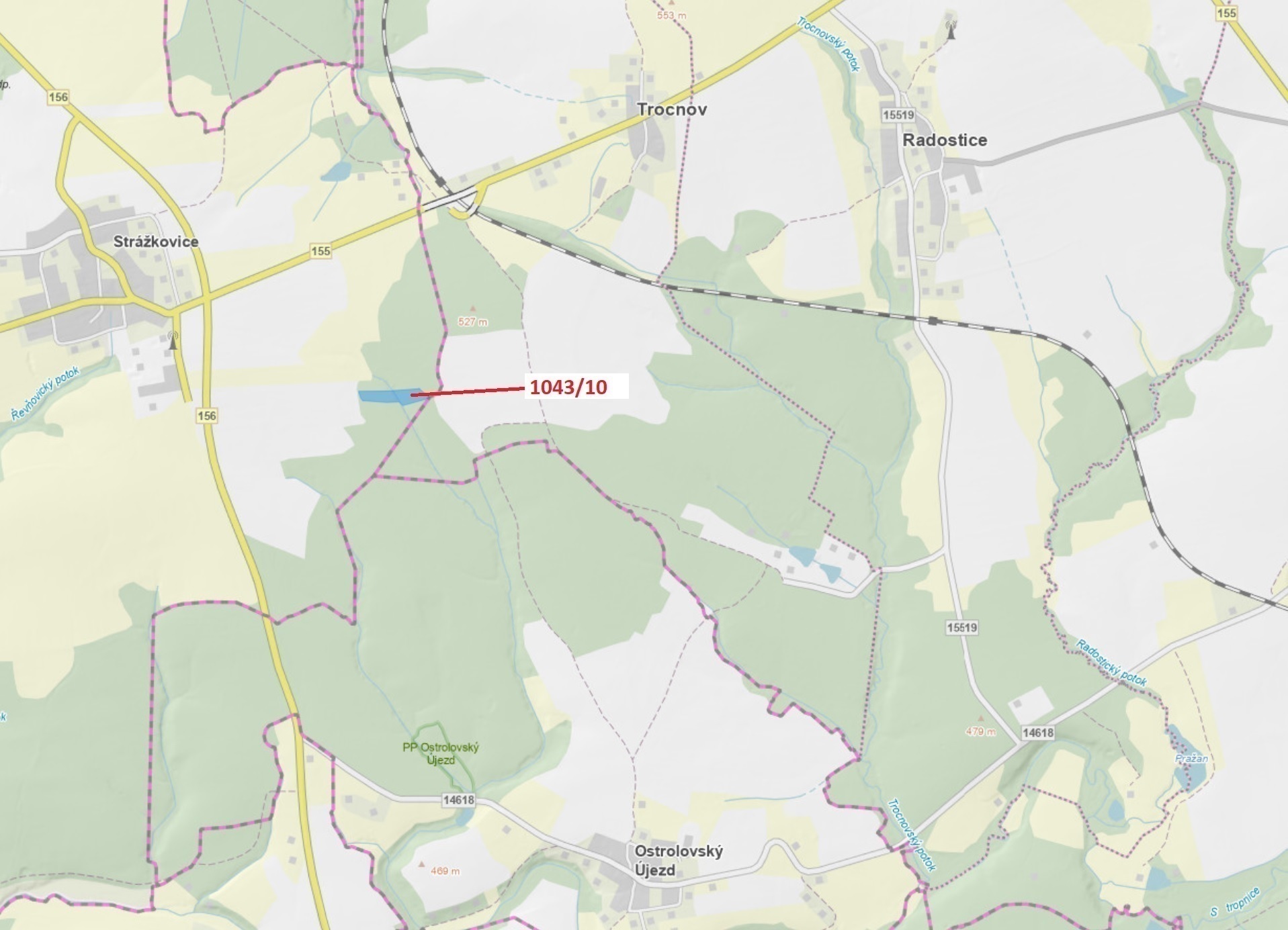 Lesní pozemek o výměře 11 078 m2, podíl 1/1, katastrální území Strážkovice, obec Strážkovice, obec s