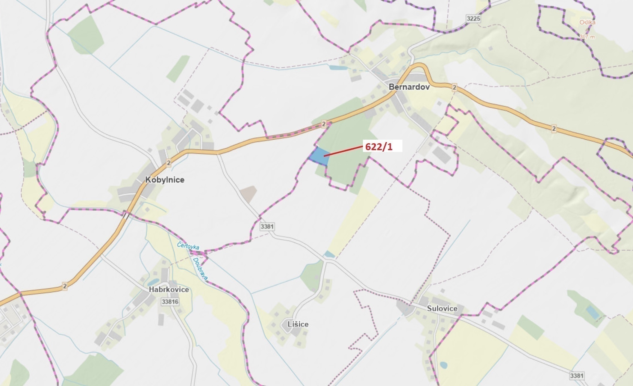 Lesní pozemek o výměře 12 017 m2, podíl 1/1, katastrální území Bernardov, obec Bernardov, obec s roz