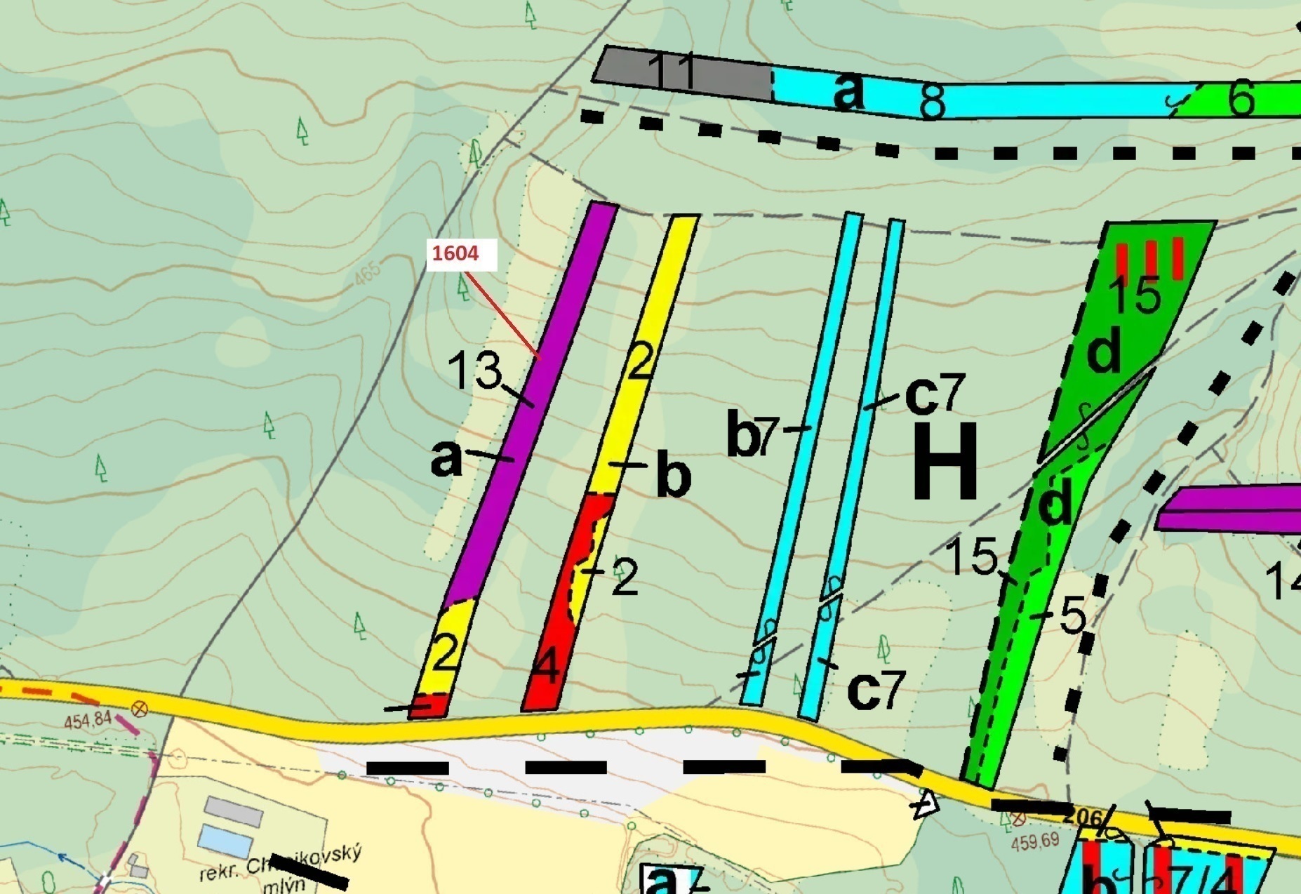 Lesní pozemek o výměře 4076 m2, podíl 1/1, katastrální území Podbořánky, obec Jesenice, obec s rozší