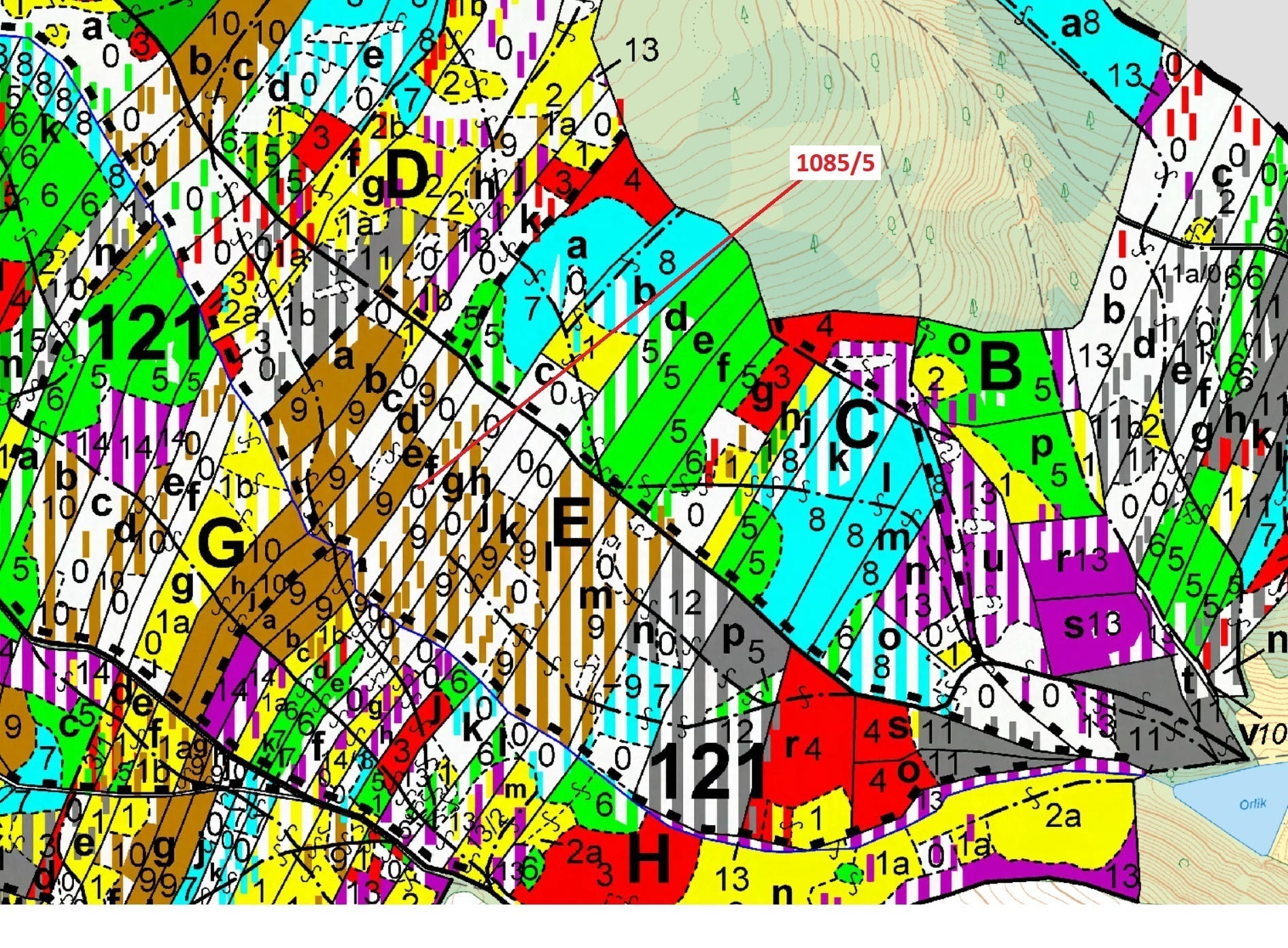 Lesní pozemek o výměře 3926 m2, podíl 1/1, katastrální území Veverské Knínice, obec Veverské Knínice