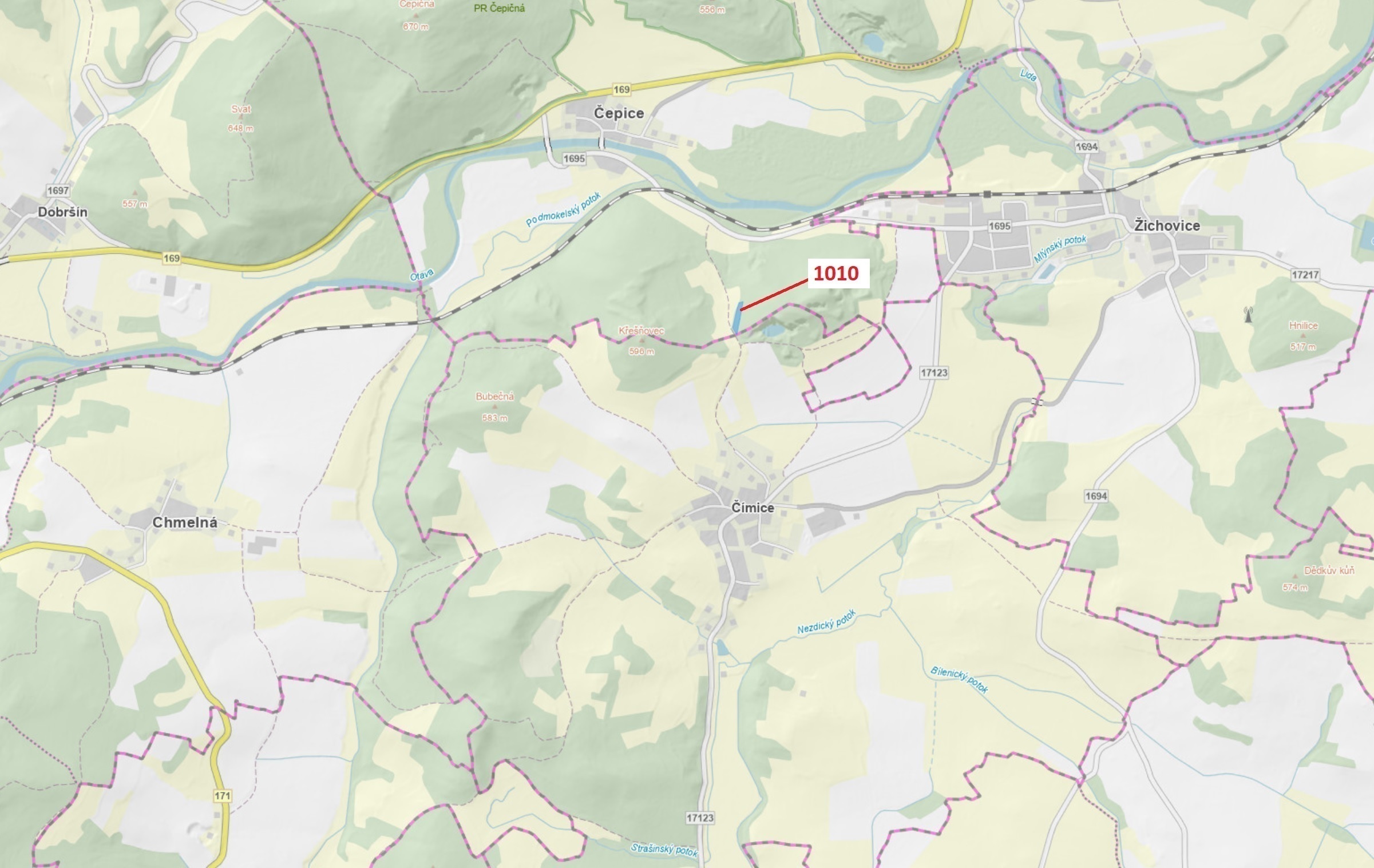 Lesní pozemek o výměře 3 054 m2, podíl 1/1, katastrální území Čepice, obec Rabí, obec s rozšířenou p