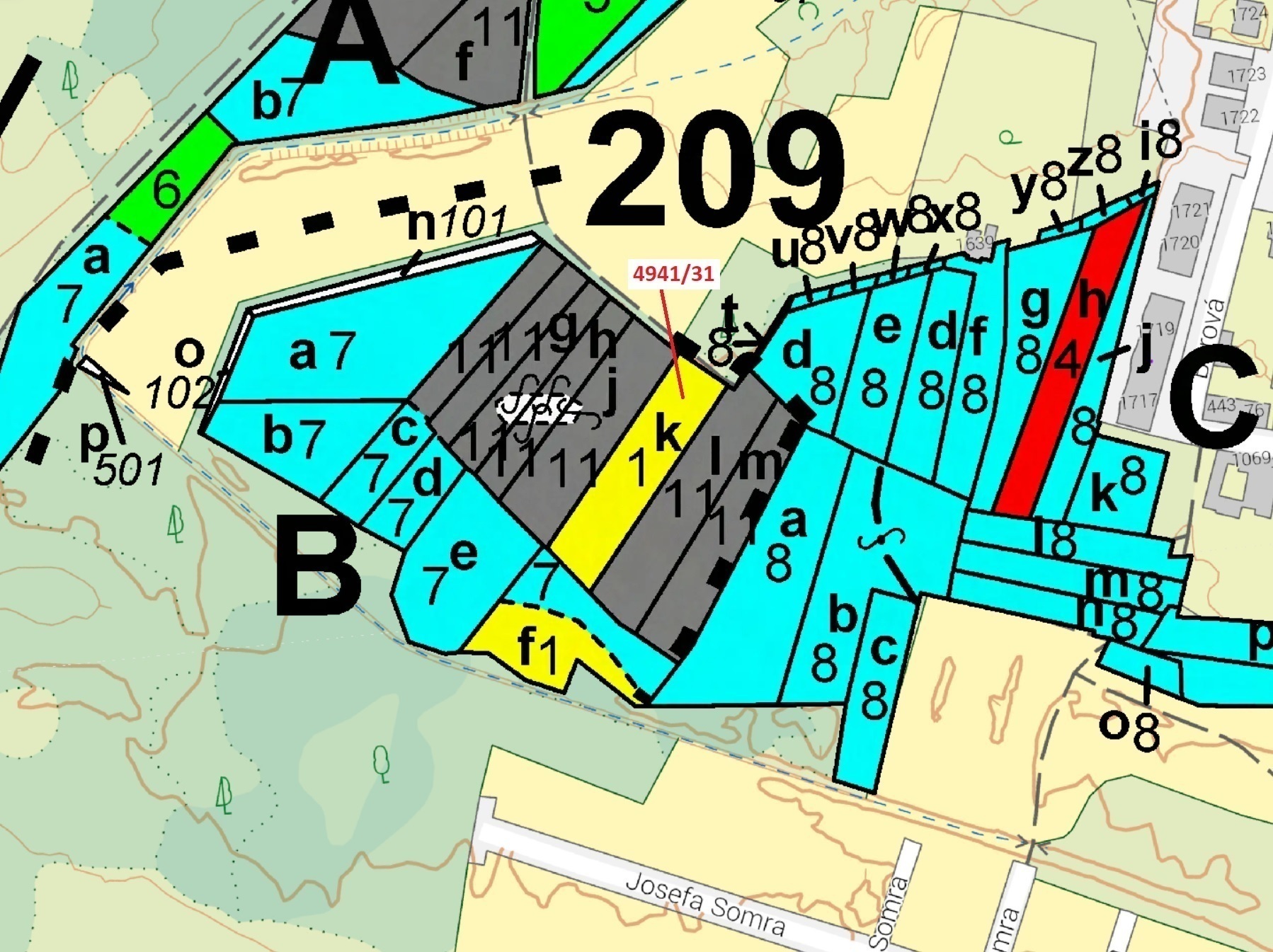 Lesní pozemek o výměře 2231 m2, podíl 1/1, katastrální území Vracov, obec Vracov, obec s rozšířenou 