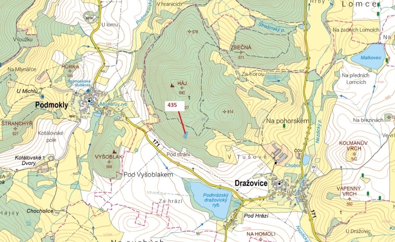 Lesní pozemek o výměře 2482 m2, podíl 1/1, katastrální území Dražovice u Sušice, obec Dražovice, obe
