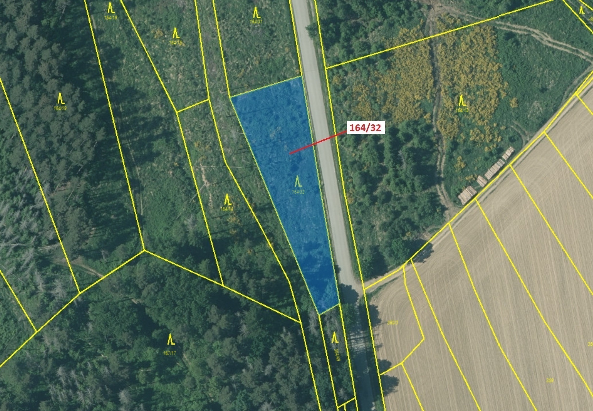 Lesní pozemek o výměře 1817 m2, podíl 1/1, katastrální území Ostojkovice, obec Budíškovice, obec s r