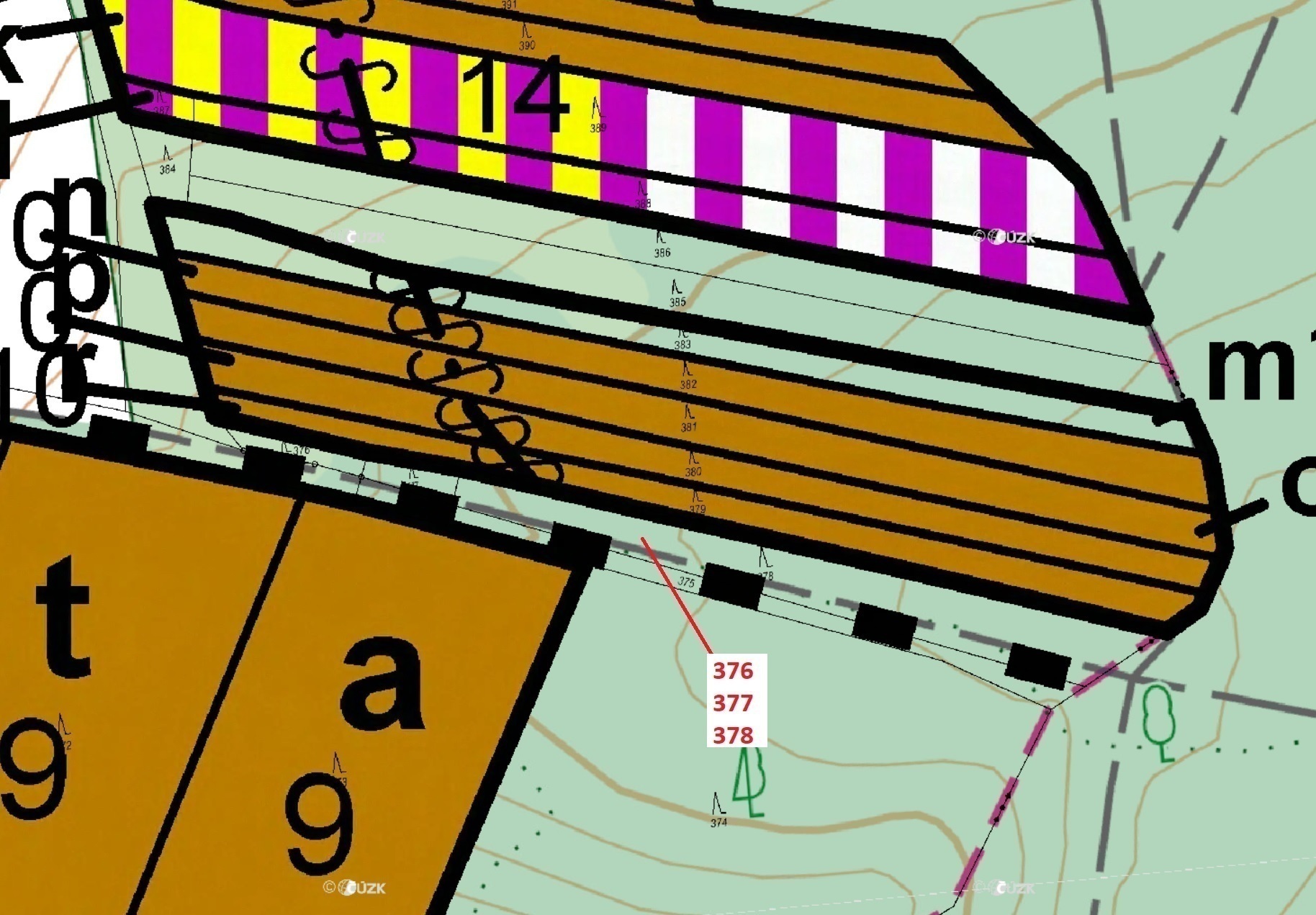 Lesní pozemky o výměře 1703 m2, podíl 1/1, katastrální území Hradčany na Moravě, obec Hradčany, obec
