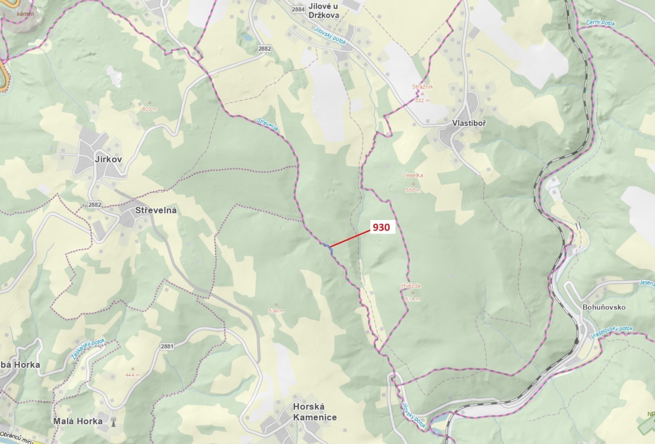 Lesní pozemek o výměře 967 m2, podíl 1/1, katastrální území Jílové u Držkova, obec Jílové u Držkova,