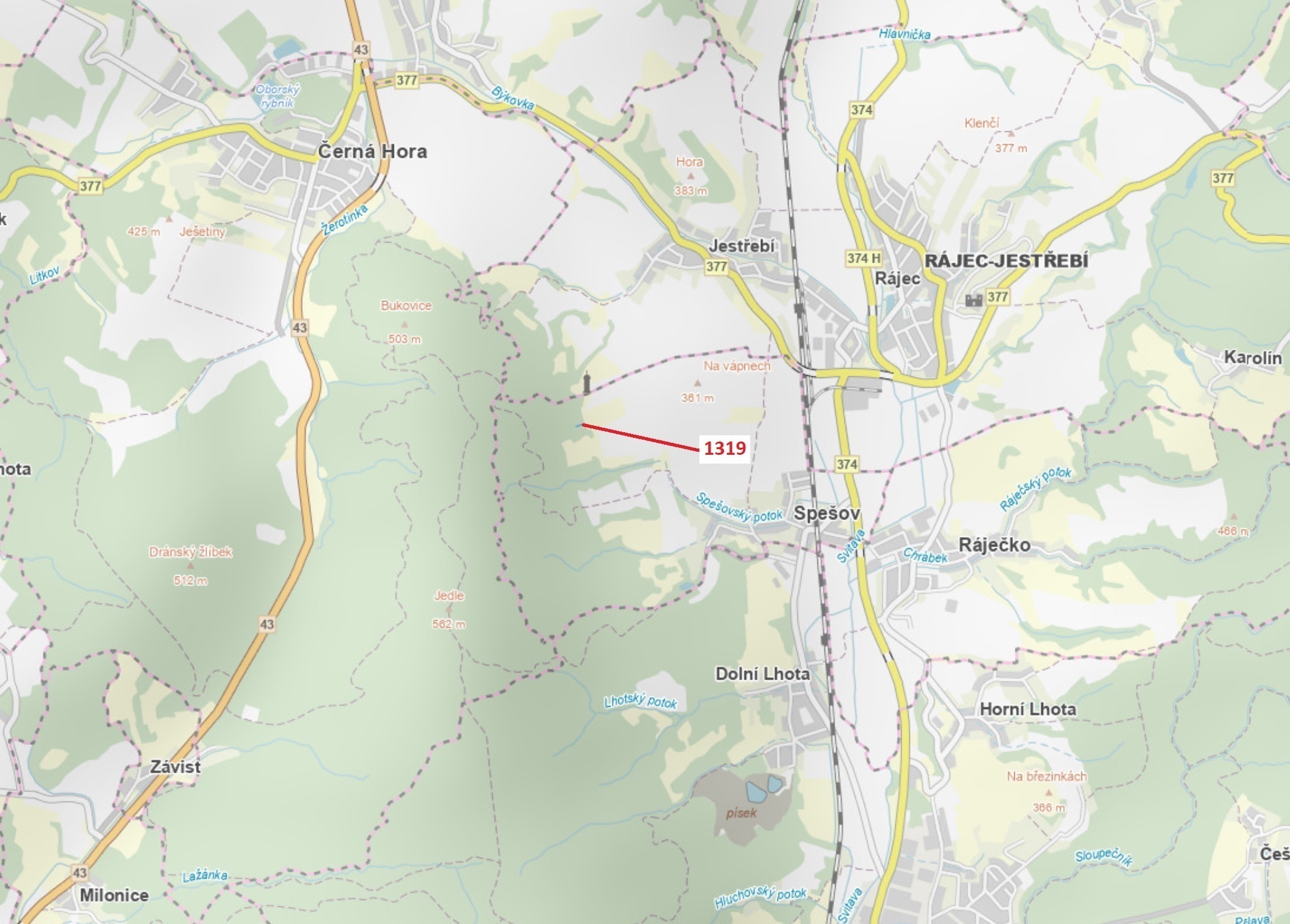 Lesní pozemek o výměře 316 m2, podíl 1/1, katastrální území Spešov, obec Spešov, obec s rozšířenou p