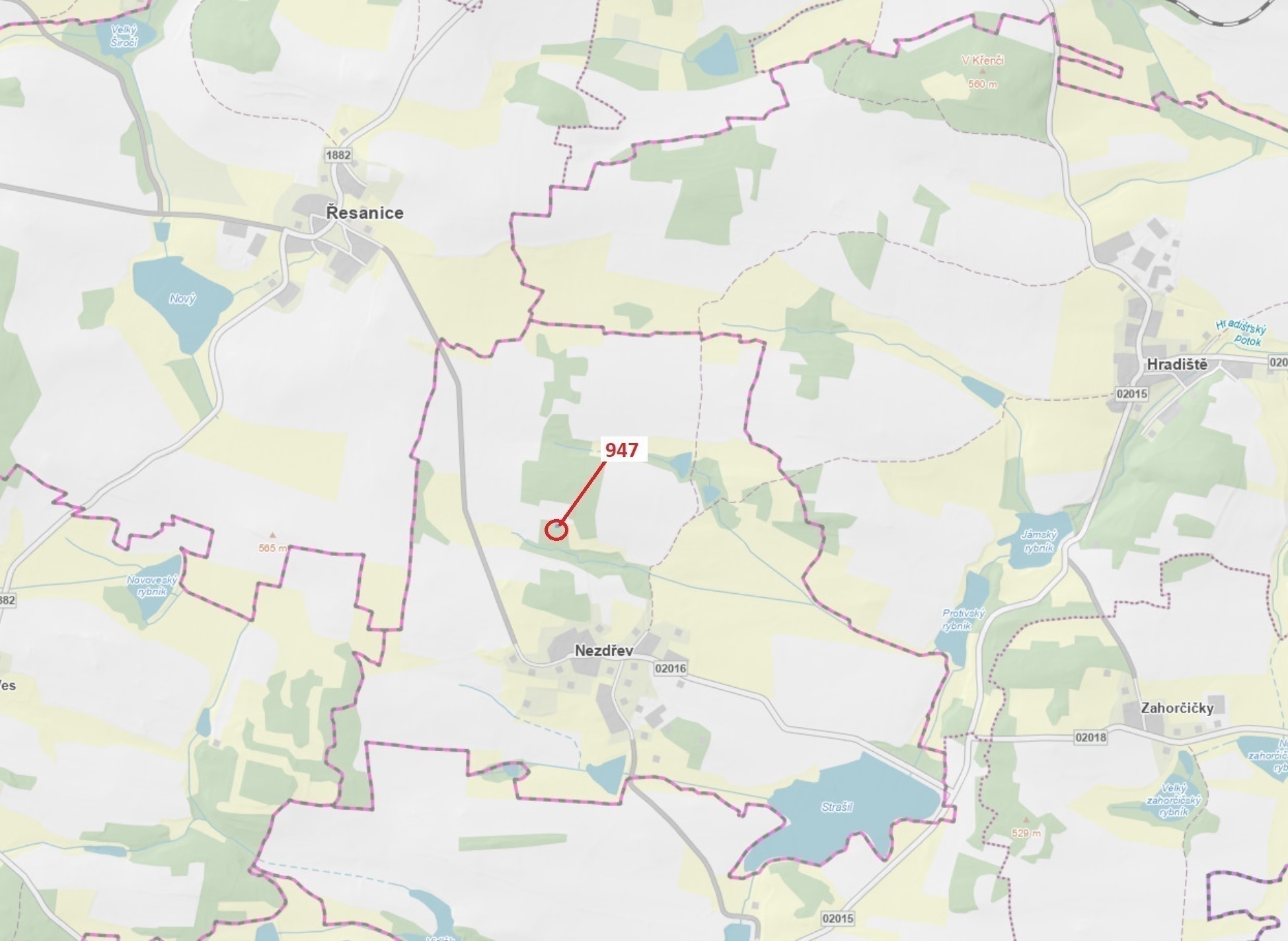 Lesní pozemek o výměře 126 m2, podíl 1/1, katastrální území Nezdřev, obec Nezdřev, obec s rozšířenou