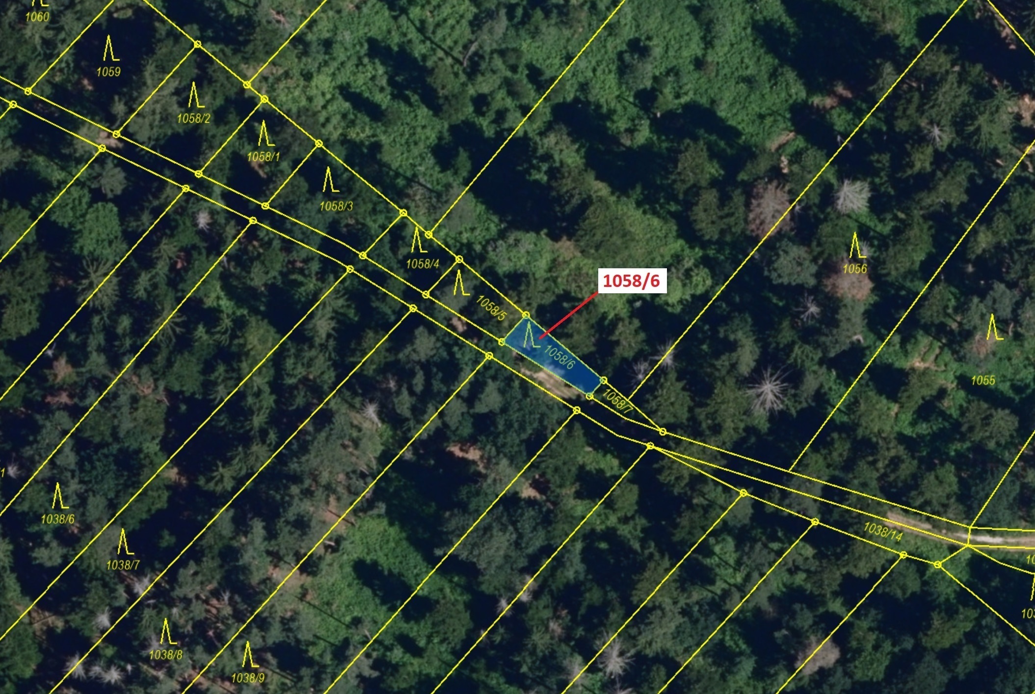 Lesní pozemek o výměře 77 m2, podíl 1/1, katastrální území Veverské Knínice, obec Veverské Knínice, 