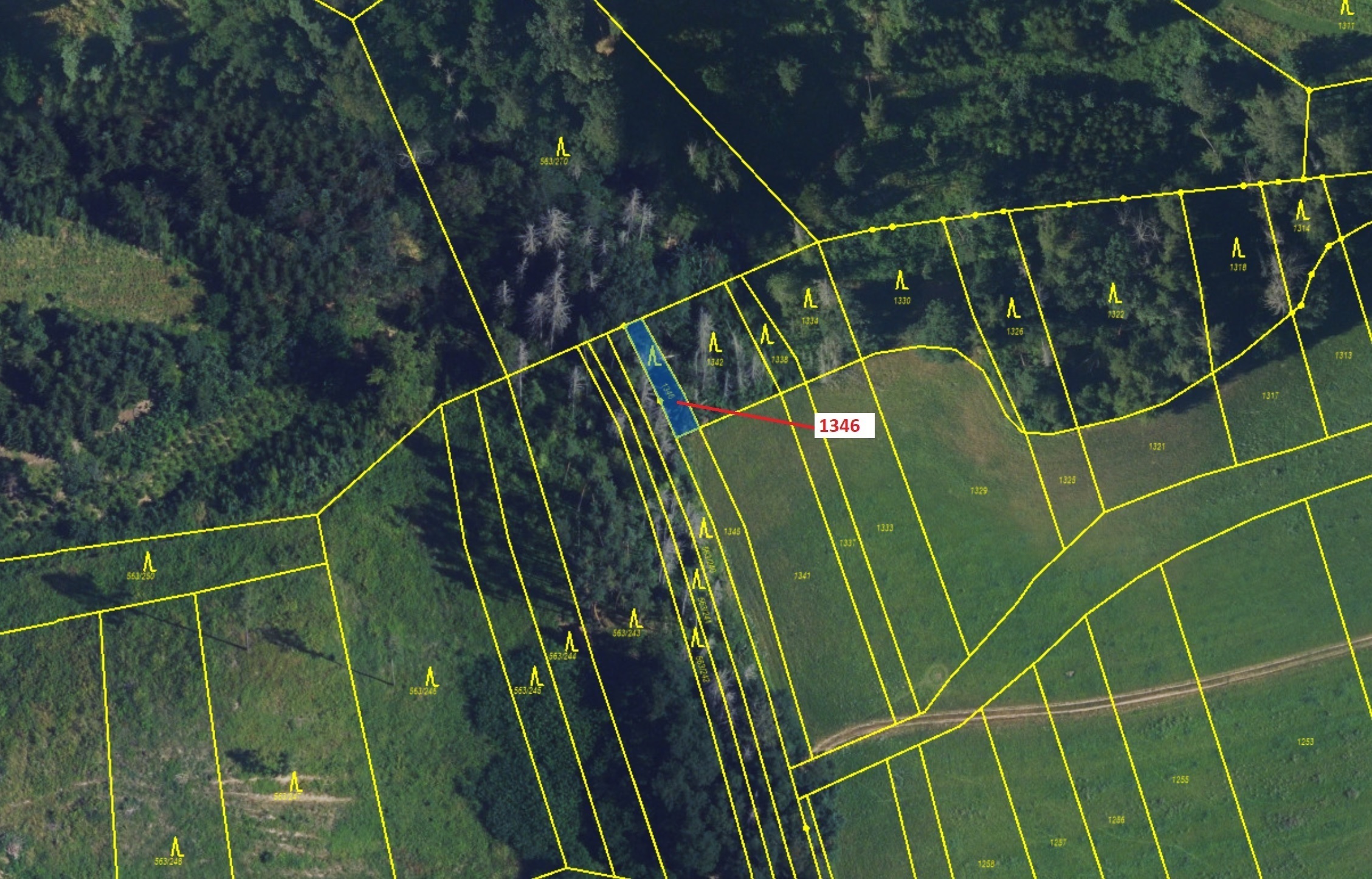 Lesní pozemek o výměře 135 m2, podíl 1/1, katastrální území Spešov, obec Spešov, obec s rozšířenou p