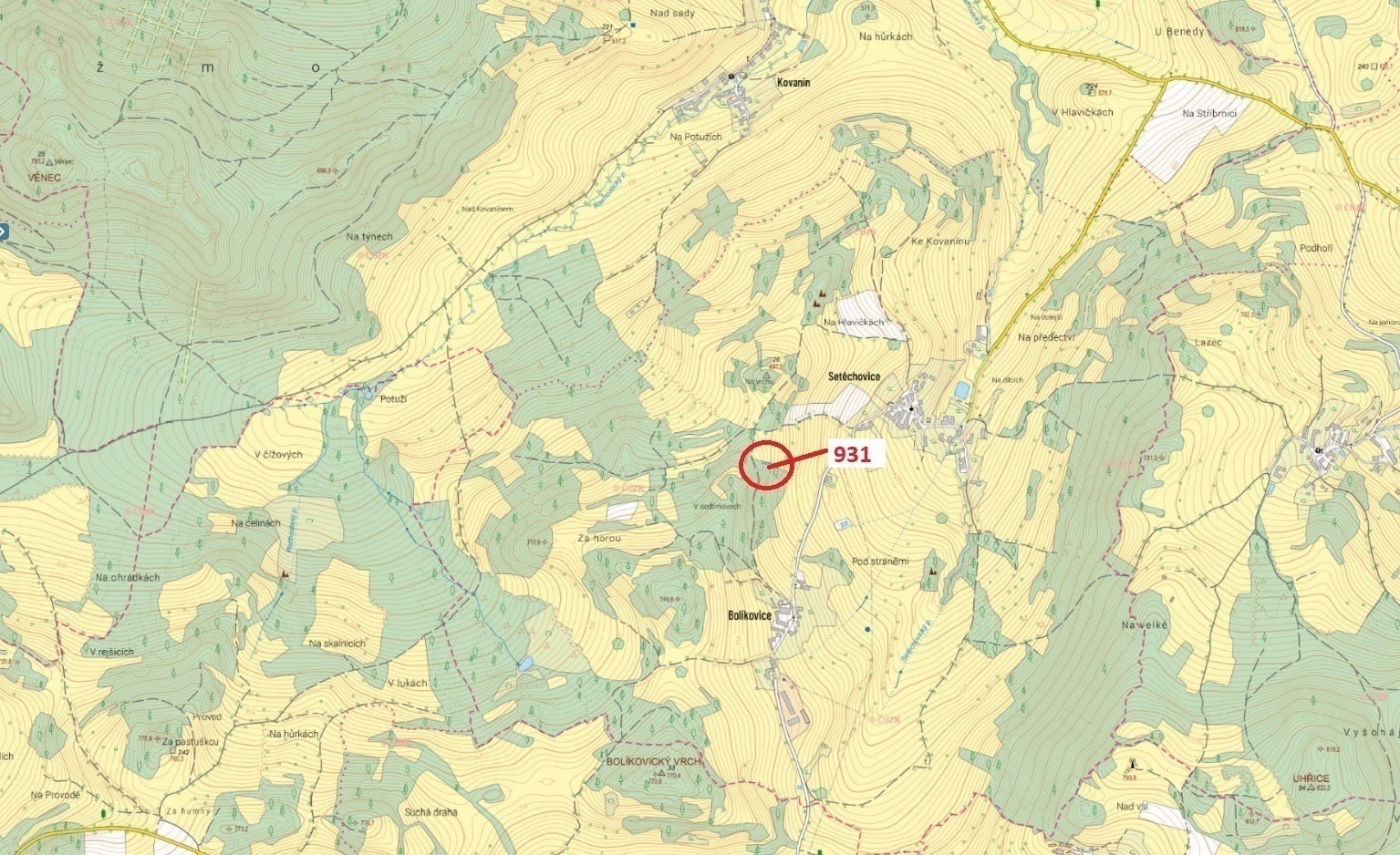 Ostatní plocha o výměře 126 m2, podíl 1/1, katastrální území Setěchovice, obec Zálezly, obec s rozší