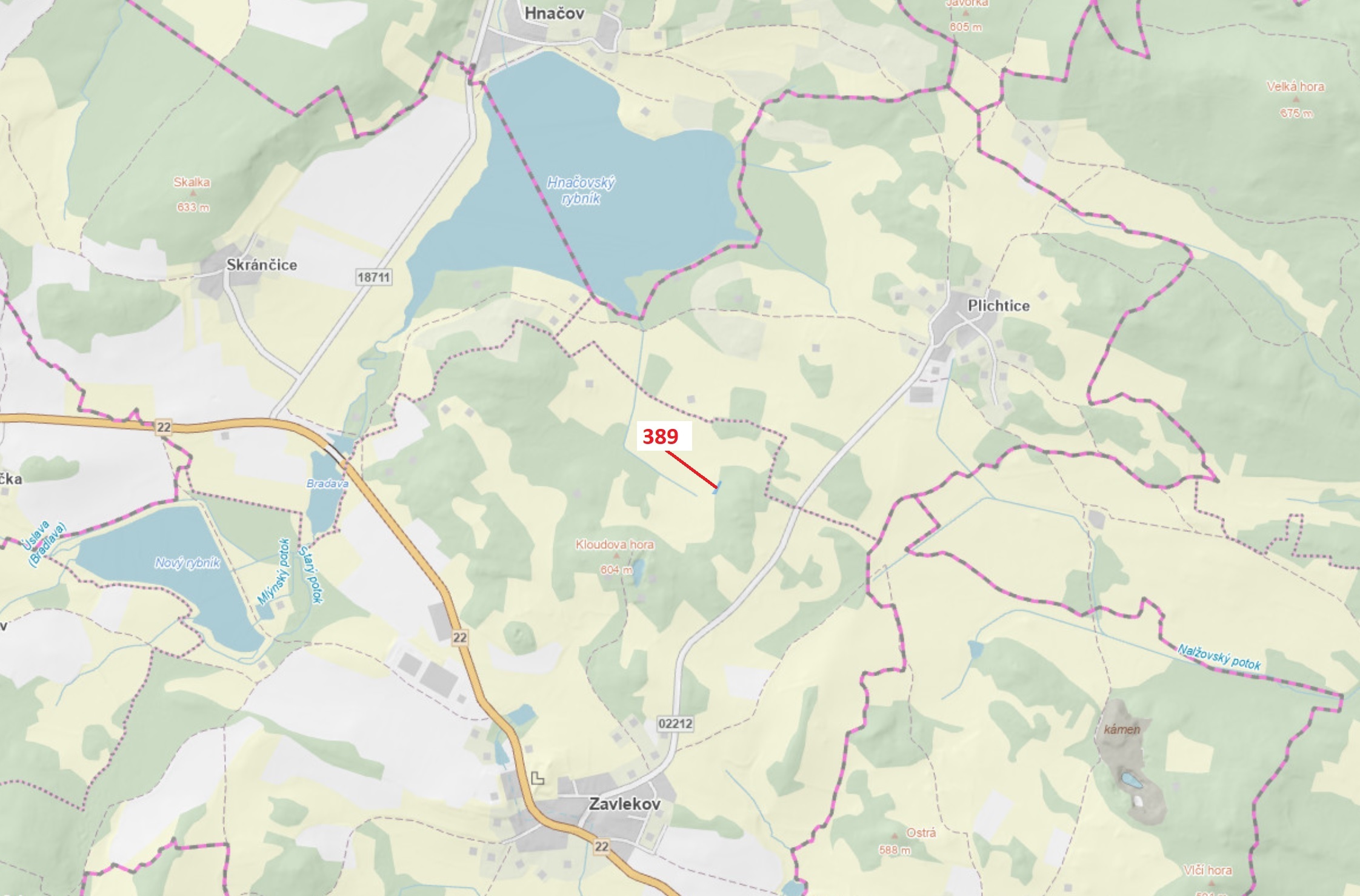 Lesní pozemek o výměře 332 m2, podíl 1/1, katastrální území Zavlekov, obec Zavlekov, obec s rozšířen