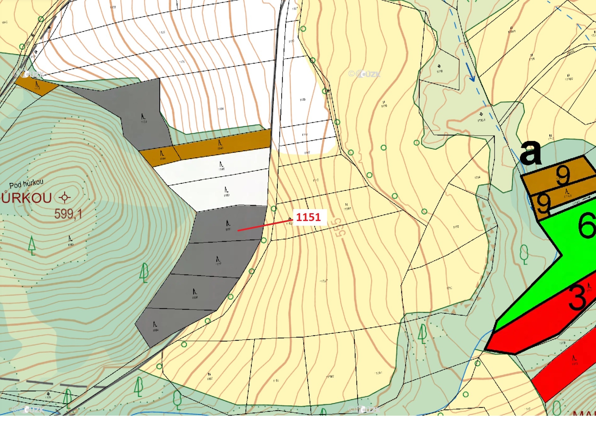 Lesní pozemek o výměře 1331 m2, podíl 1/1, katastrální území Zavlekov, obec Zavlekov, obec s rozšíře