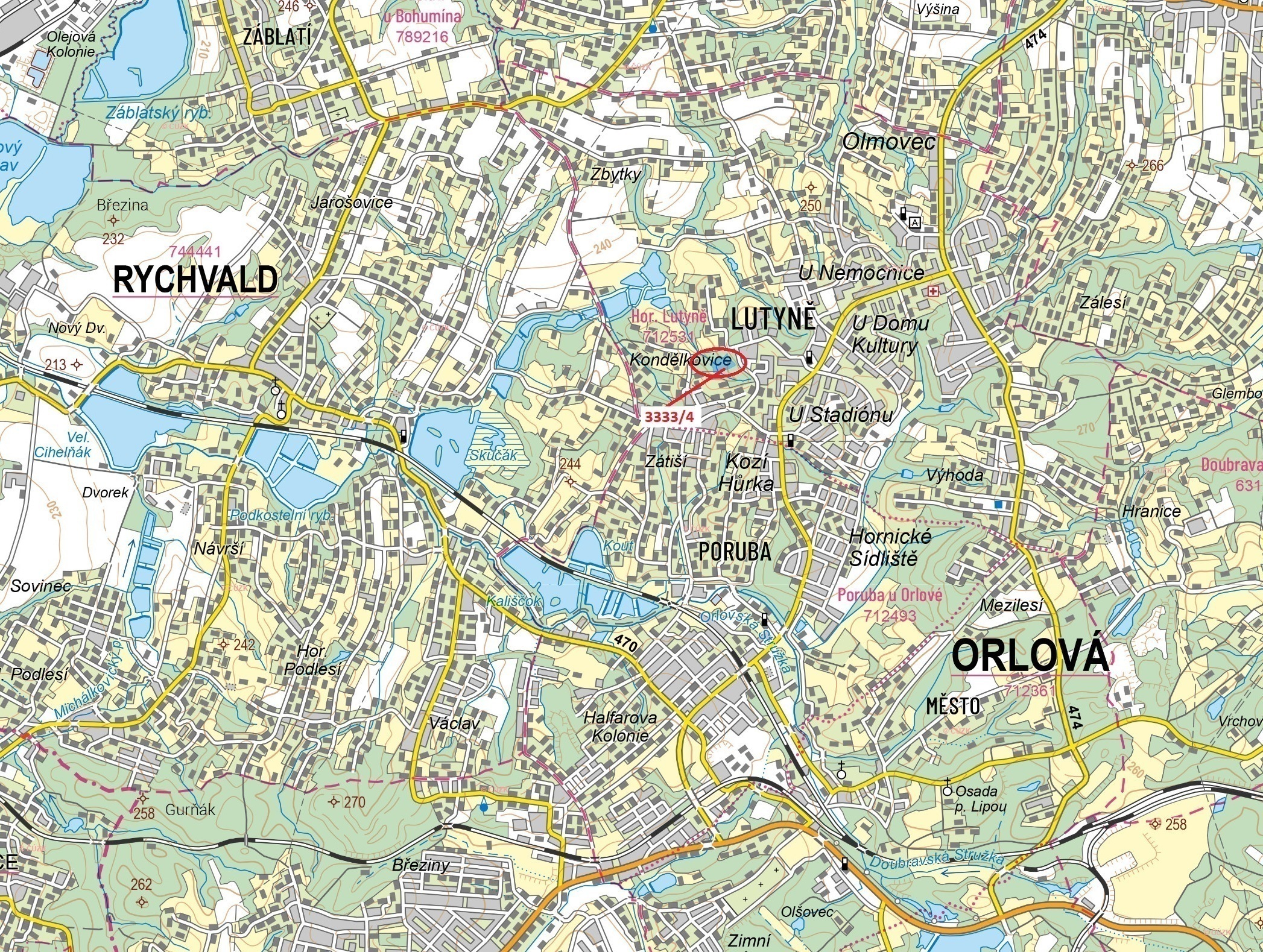 Lesní pozemek o výměře 11 452 m2, podíl 1/1, katastrální území Horní Lutyně, obec Orlová, obec s roz