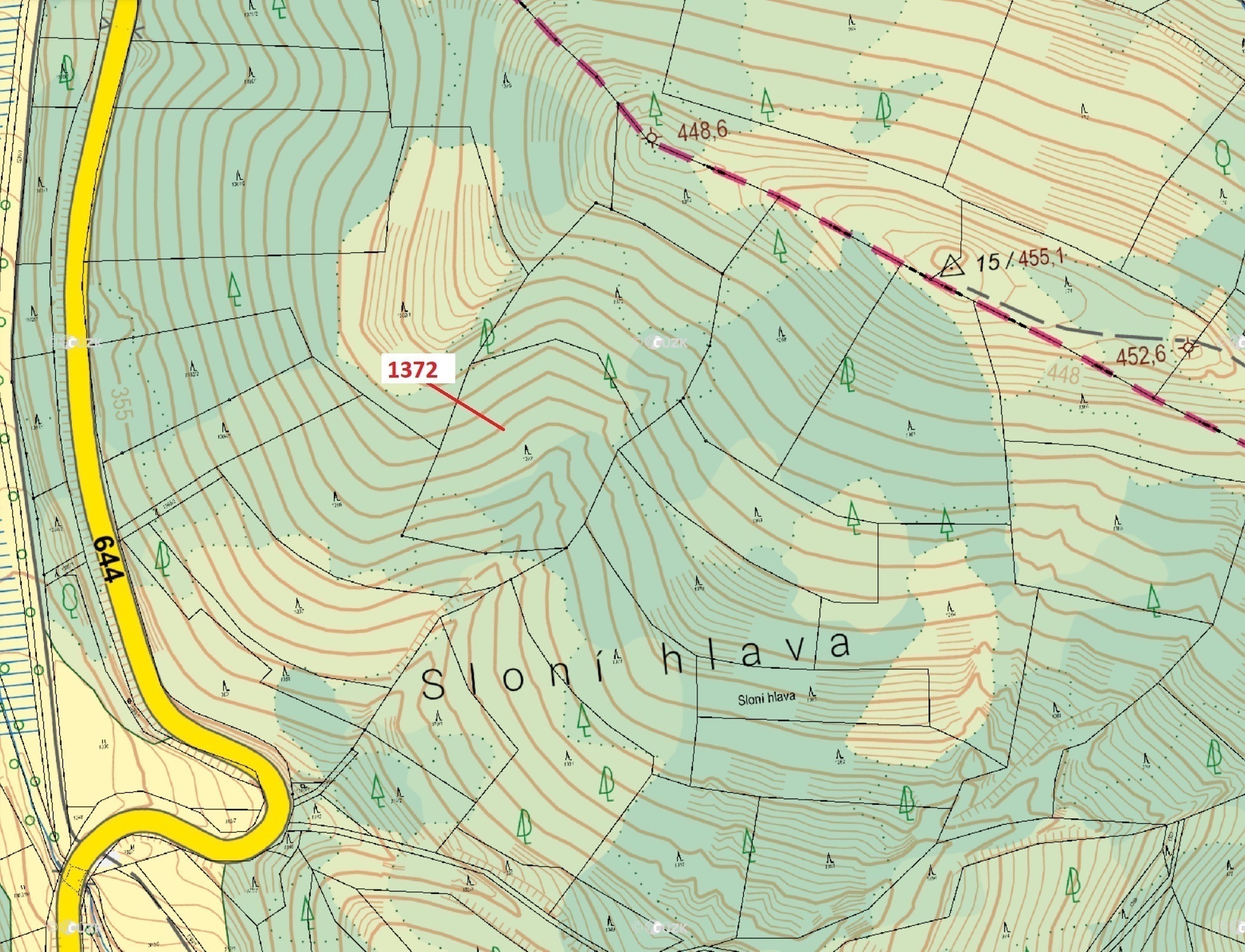 Lesní pozemek o výměře 5 978 m2, podíl 1/1, katastrální území Vranová, obec Vranová Lhota, obec s ro