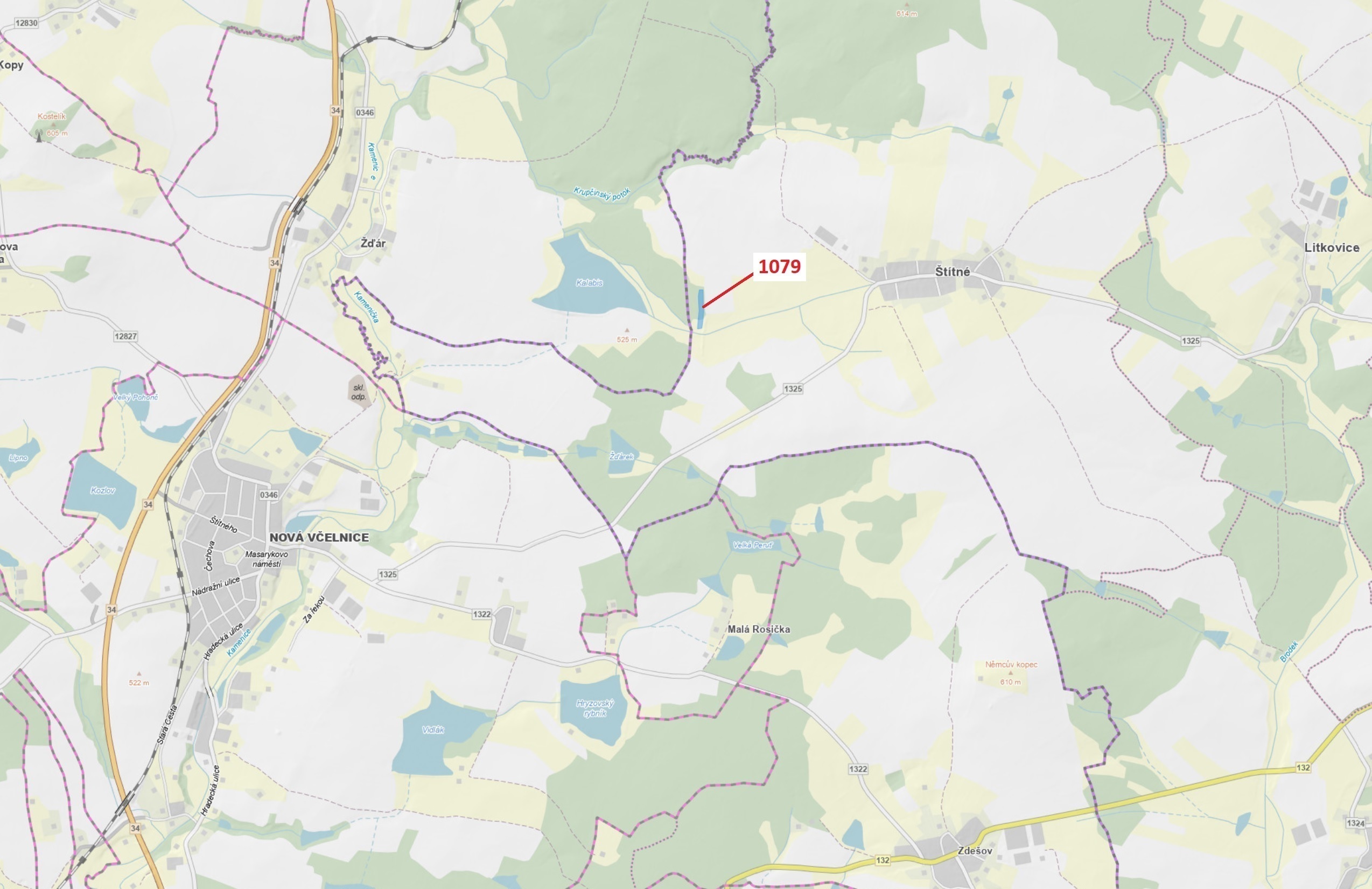 Lesní pozemek o výměře 5041 m2, podíl 1/1, katastrální území Štítné, obec Žirovnice, obec s rozšířen