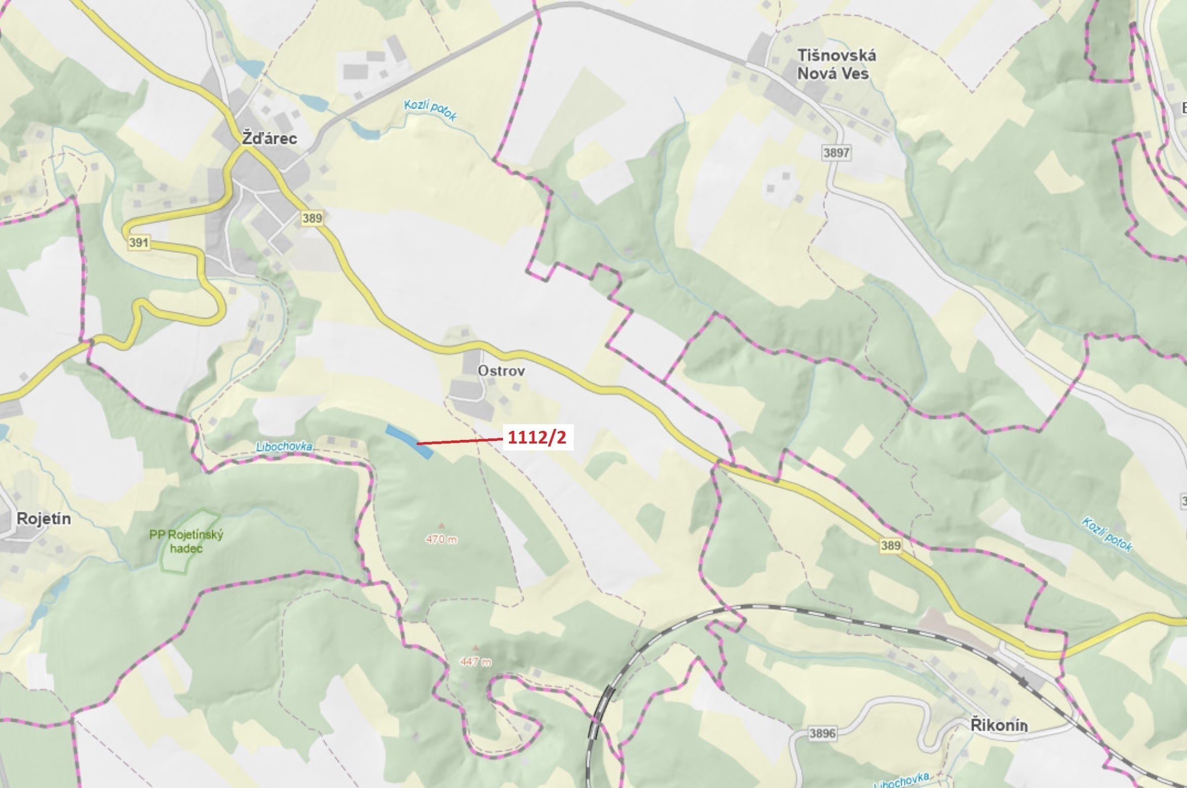 Lesní pozemek o výměře 5233 m2, podíl 1/1, katastrální území Žďárec, obec Žďárec, obec s rozšířenou 