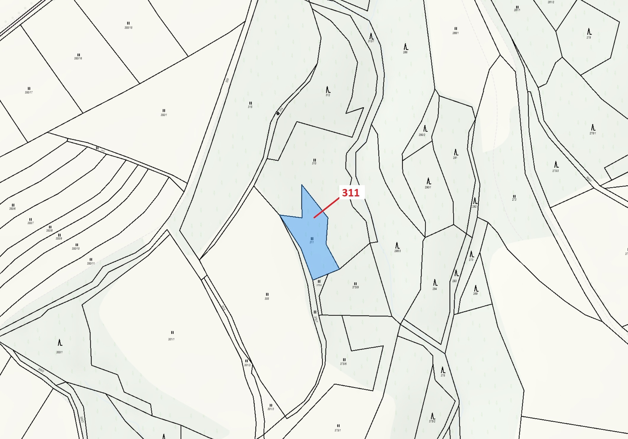 Trvalý travní porost o výměře 1043 m2, podíl 1/1, katastrální území Bezděkov nad Třebůvkou, obec Bou