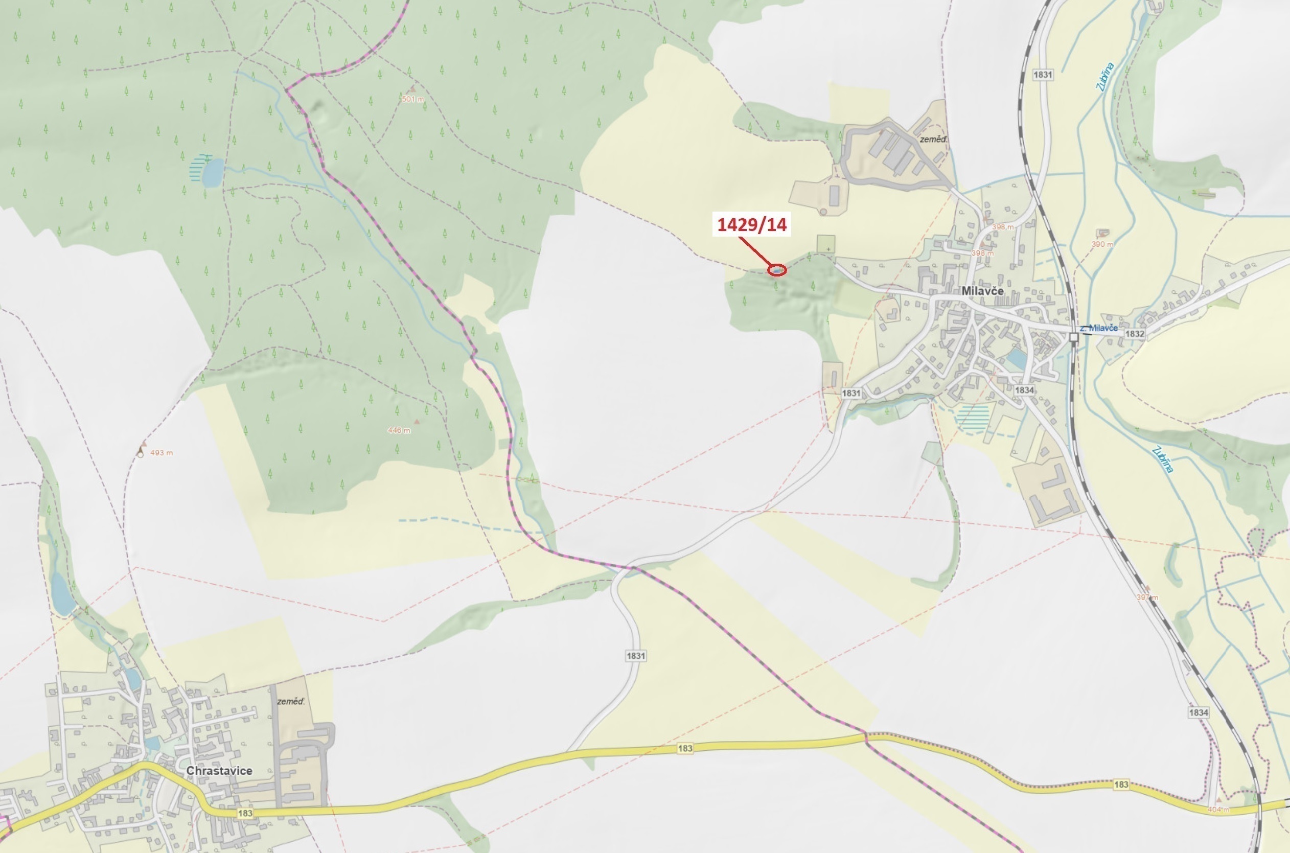 Ostatní plocha o výměře 80 m2, podíl 1/1, katastrální území Milavče, obec Milavče, obec s rozšířenou