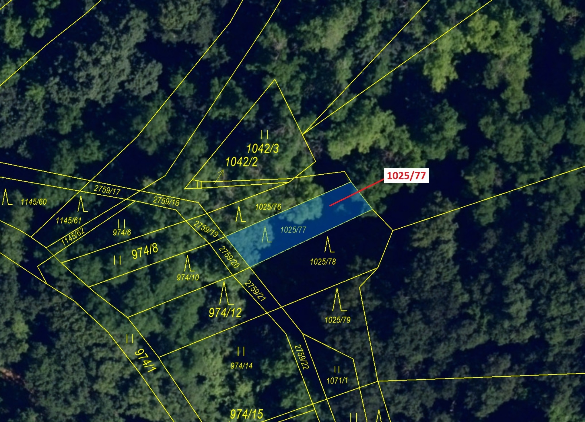 Lesní pozemek o výměře 140 m2, podíl 1/1, katastrální území Kounické Předměstí, obec Ivančice, obec 