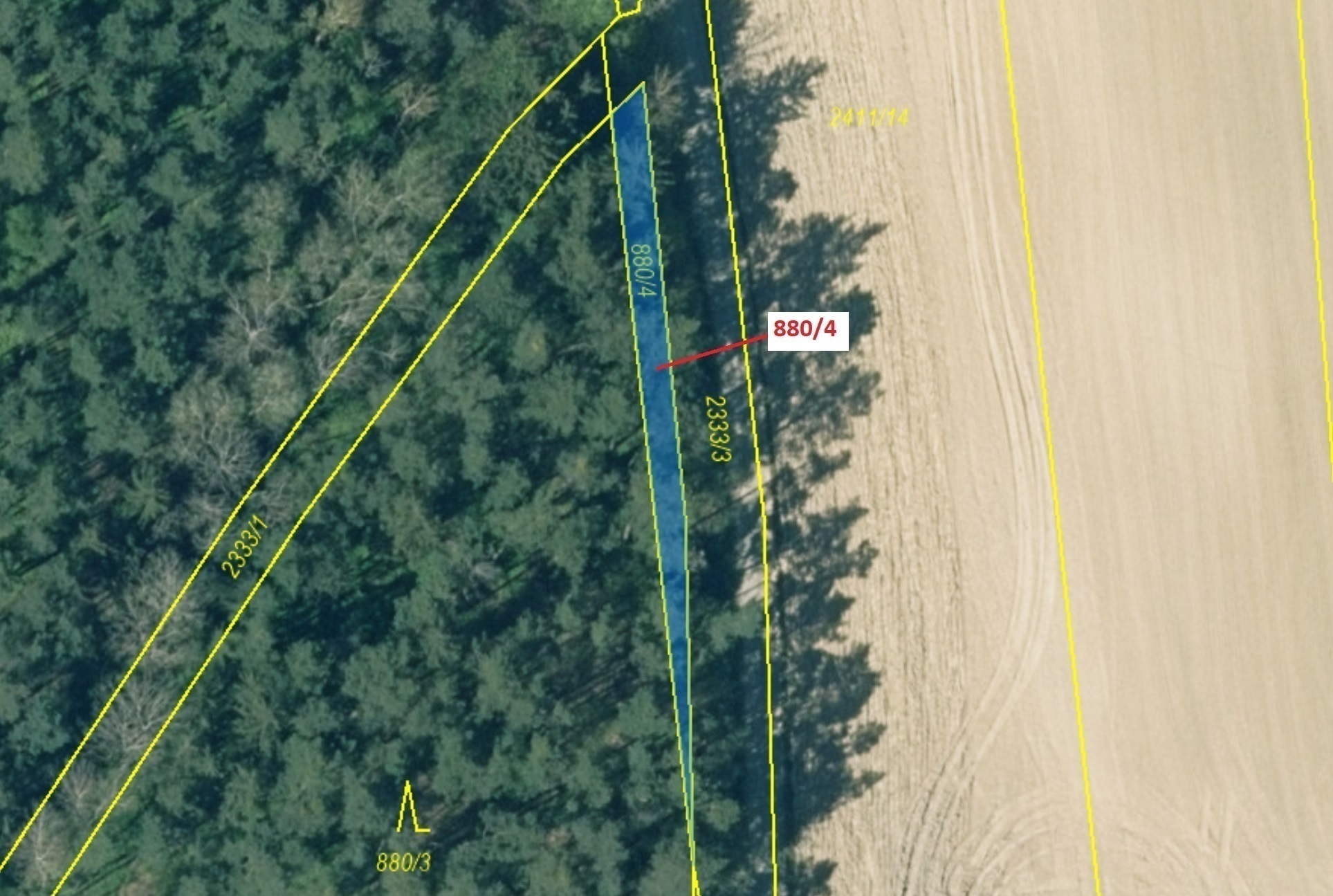 Lesní pozemek o výměře 130 m2, podíl 1/1, katastrální území Nynice, obec Hromnice, obec s rozšířenou