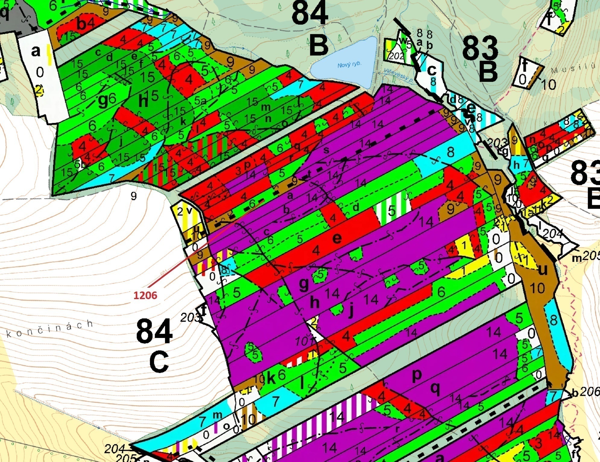 Lesní pozemek o výměře 10 189 m2, podíl 1/1, katastrální území Chrbonín, obec Chrbonín, obec s rozší