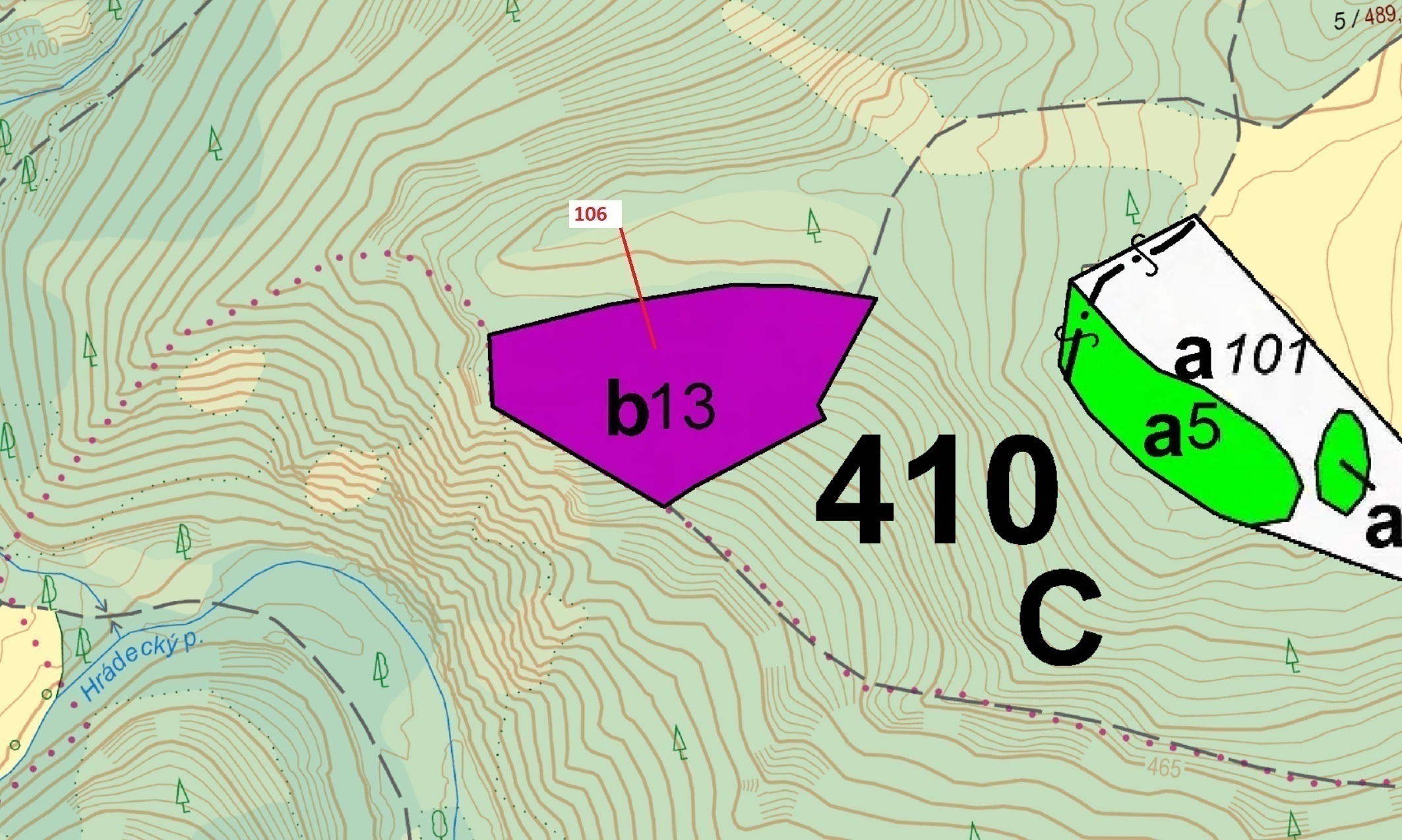 Lesní pozemek o výměře 9 333 m2, podíl 1/1, katastrální území Vysočany u Manětína, obec Manětín, obe