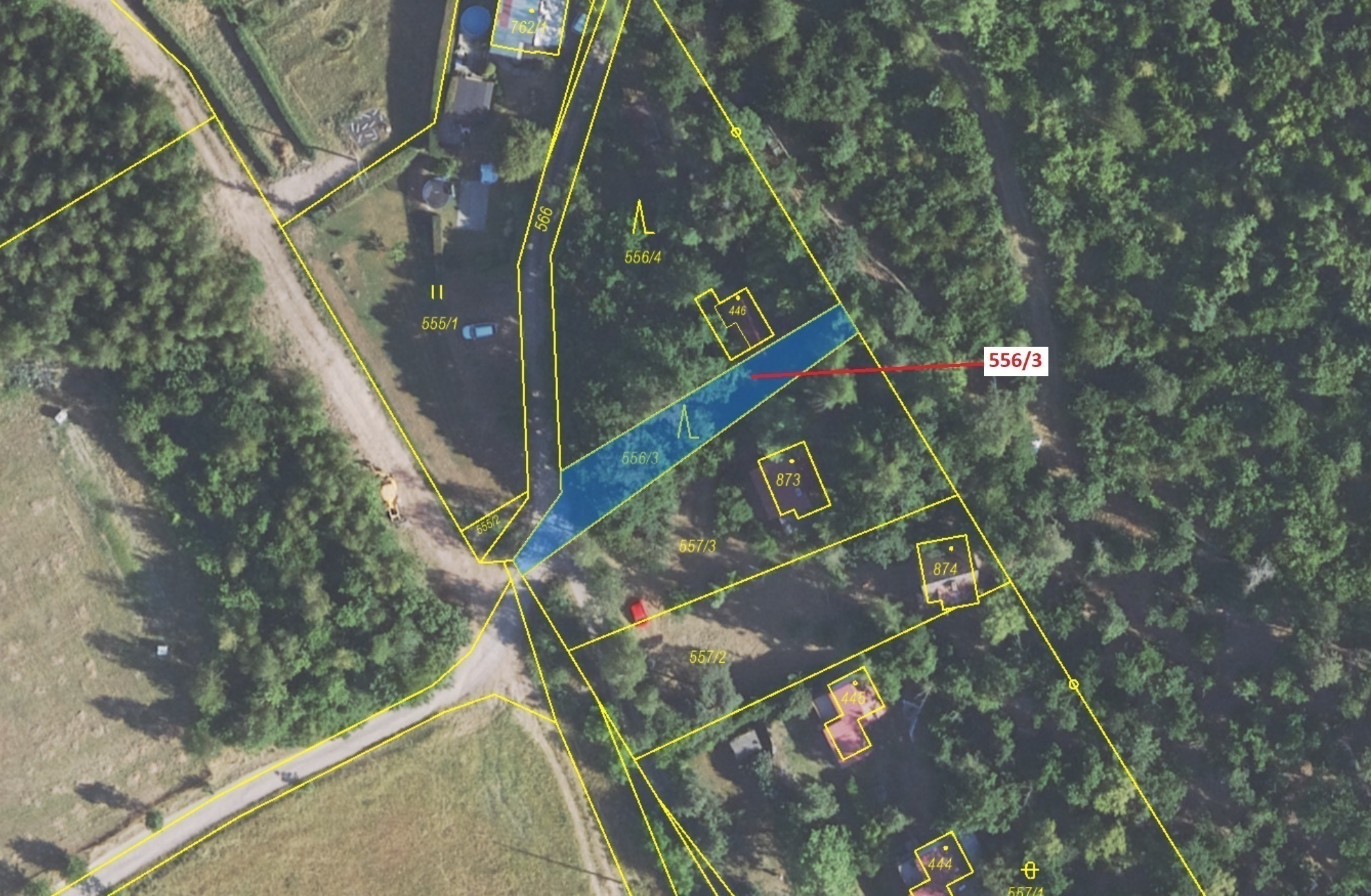 Lesní pozemek o výměře 326 m2, podíl 1/1, katastrální území Sýkořice, obec Sýkořice, obec s rozšířen