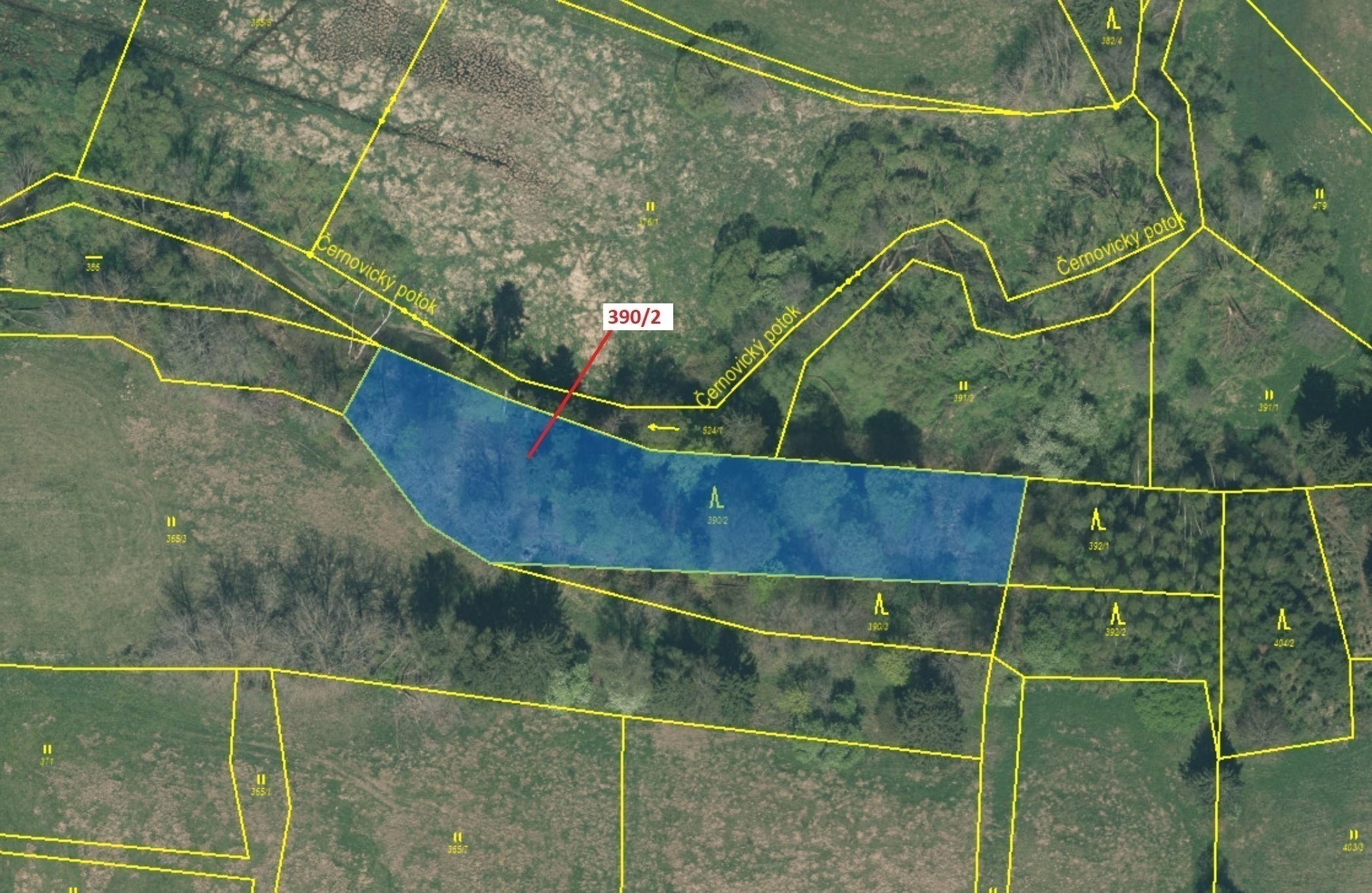 Lesní pozemek o výměře 3464 m2, podíl 1/1, katastrální území Tříklasovice, obec Psárov, obec s rozší