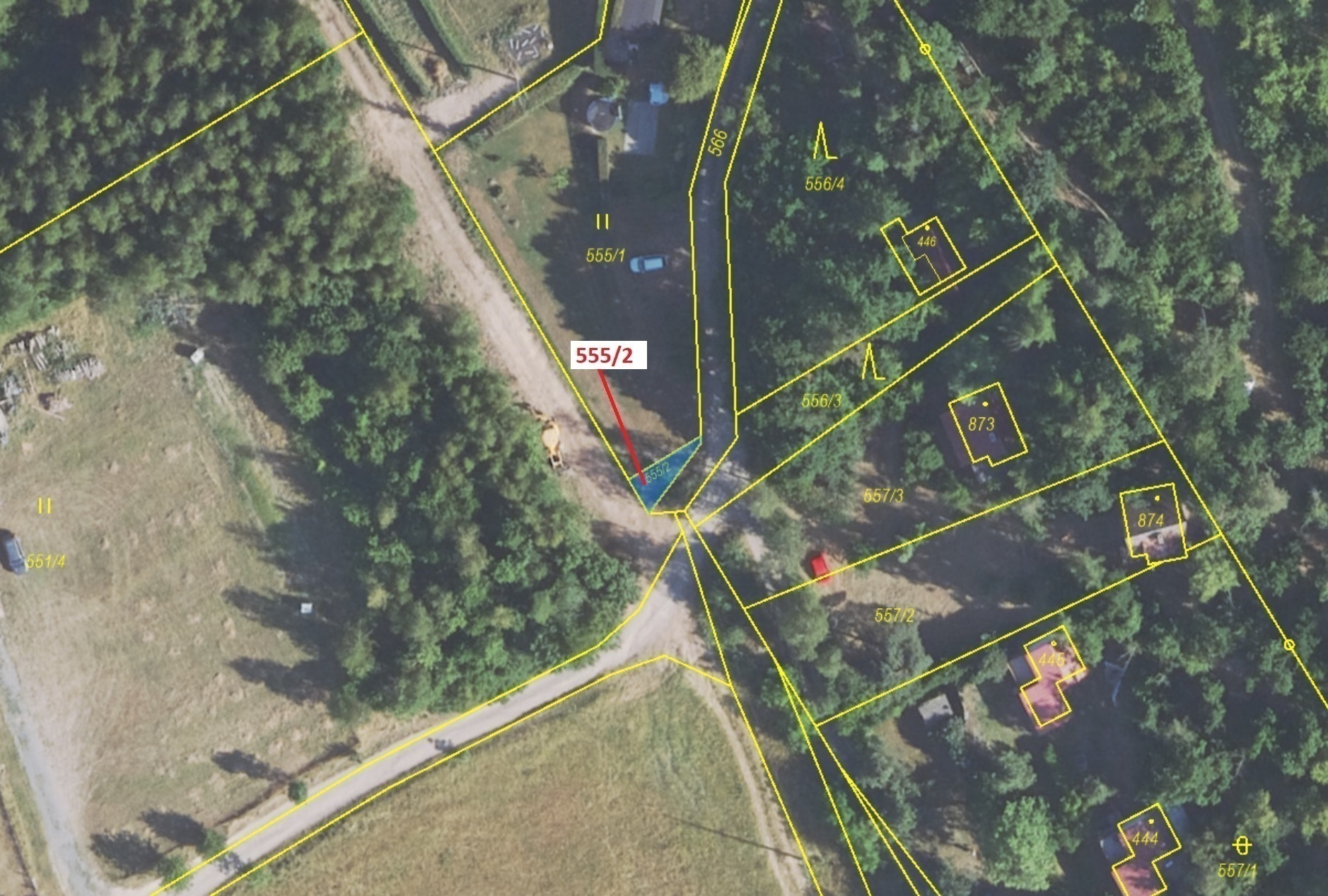 Lesní pozemek o výměře 28 m2, podíl 1/1, katastrální území Sýkořice, obec Sýkořice, obec s rozšířeno