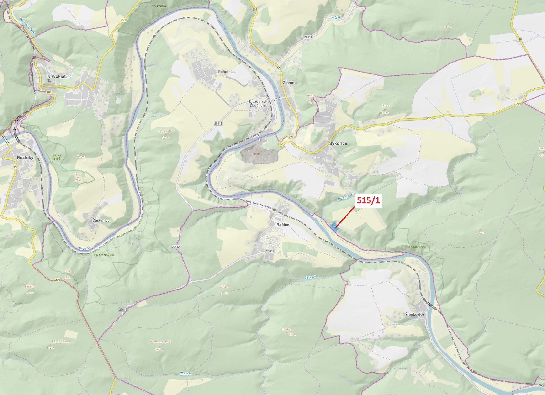 Lesní pozemek o výměře 10 228 m2, podíl 1/1, katastrální území Sýkořice, obec Sýkořice, obec s rozší