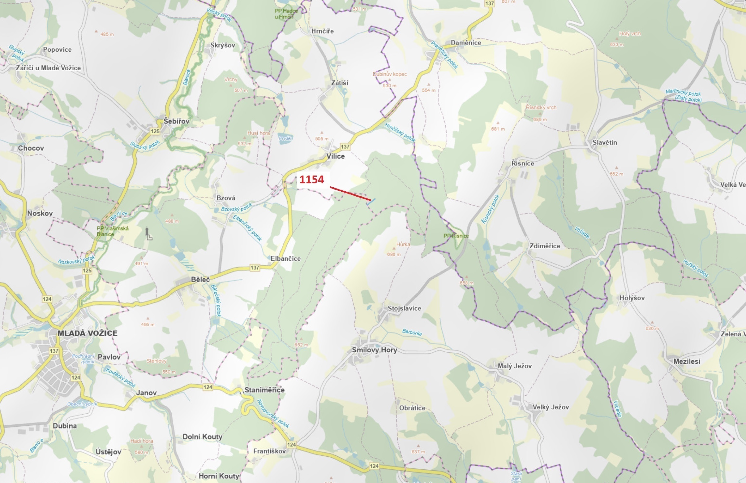 Lesní pozemek o výměře 2384 m2, podíl 1/1, katastrální území Vilice, obec Vilice, obec s rozšířenou 