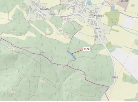 Prodej pozemku, les, 1 363 m²