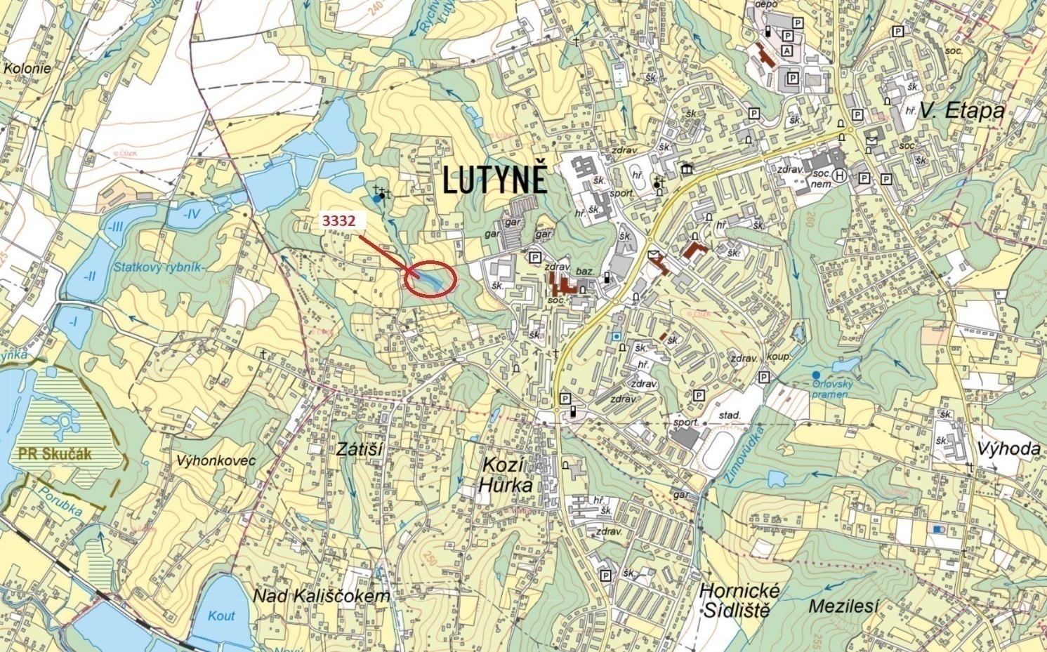 Ostatní plocha o výměře 3555 m2, podíl 1/1, katastrální území Horní Lutyně, obec Orlová, obec s rozš