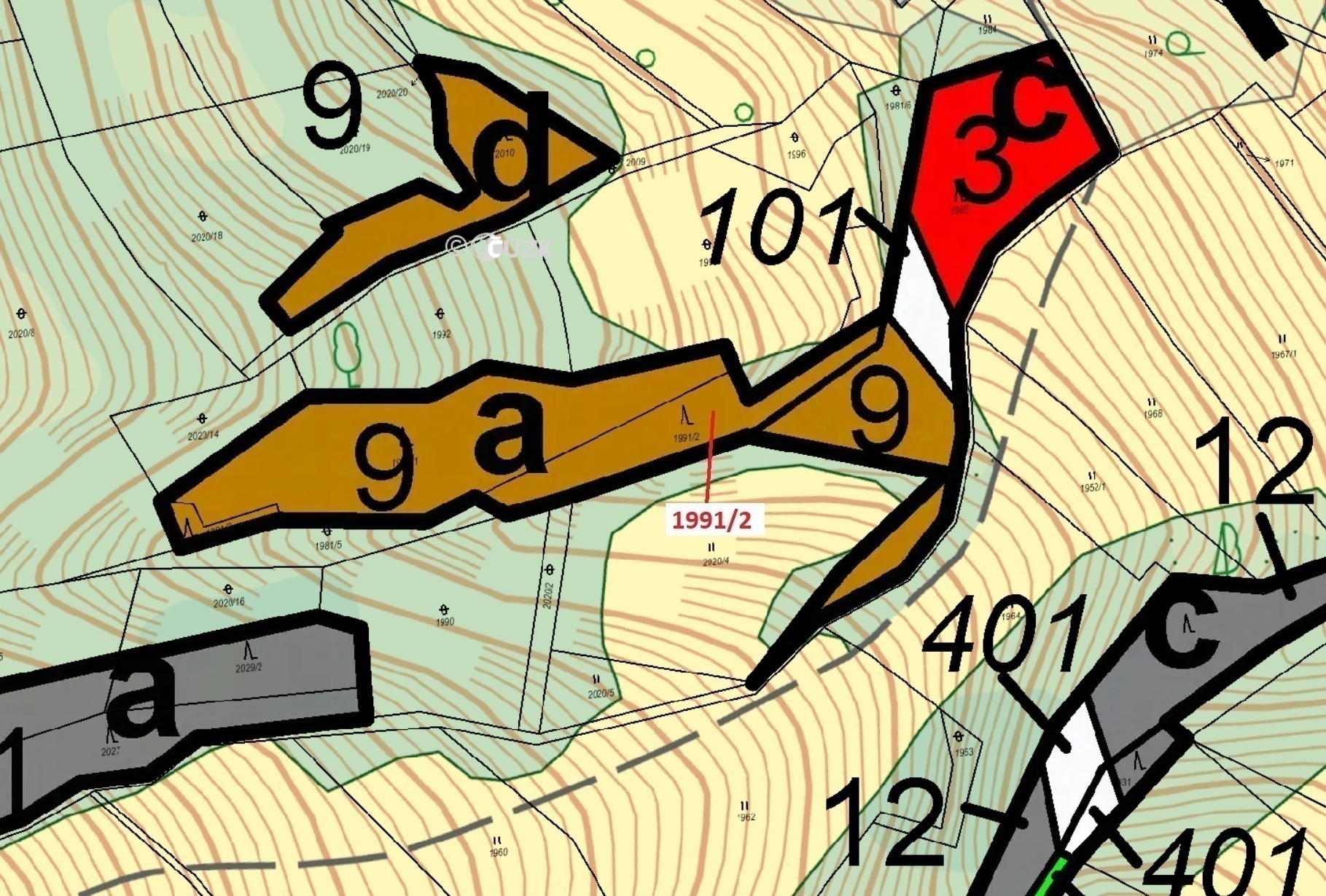 Lesní pozemek o výměře 933 m2, podíl 1/1, katastrální území Hovězí, obec Hovězí, obec s rozšířenou p