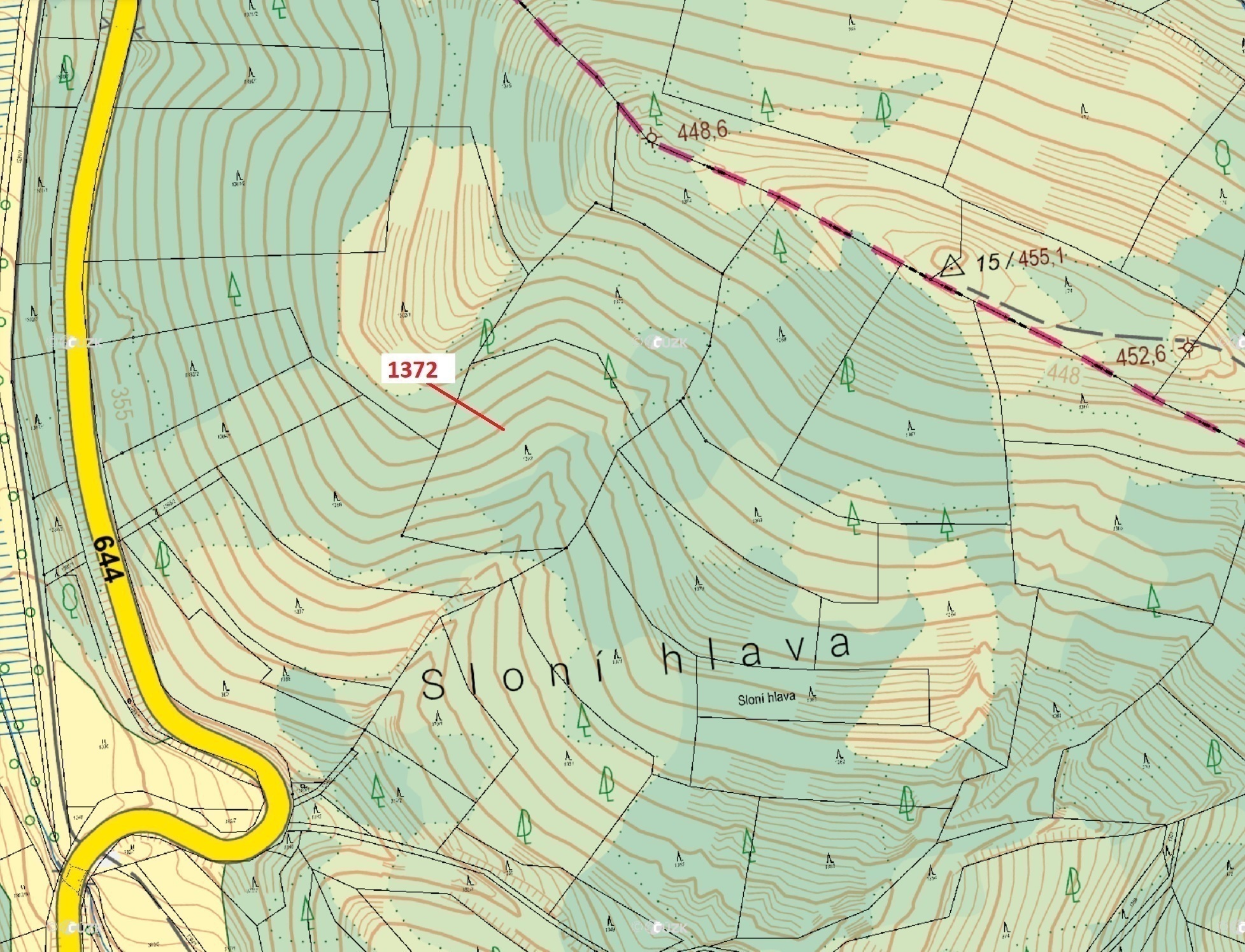 Lesní pozemek o výměře 5 978 m2, podíl 1/1, katastrální území Vranová, obec Vranová Lhota, obec s ro