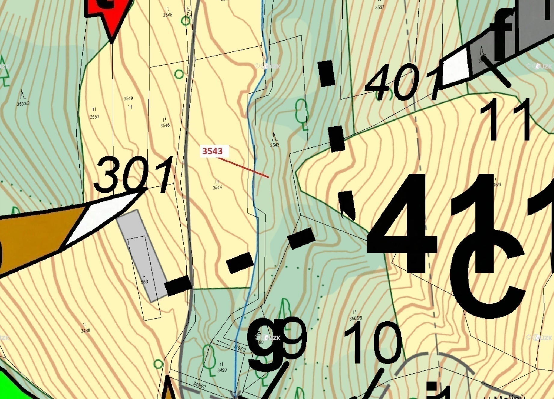 Lesní pozemek o výměře 1866 m2, podíl 1/1, katastrální území Zděchov, obec Zděchov, obec s rozšířeno