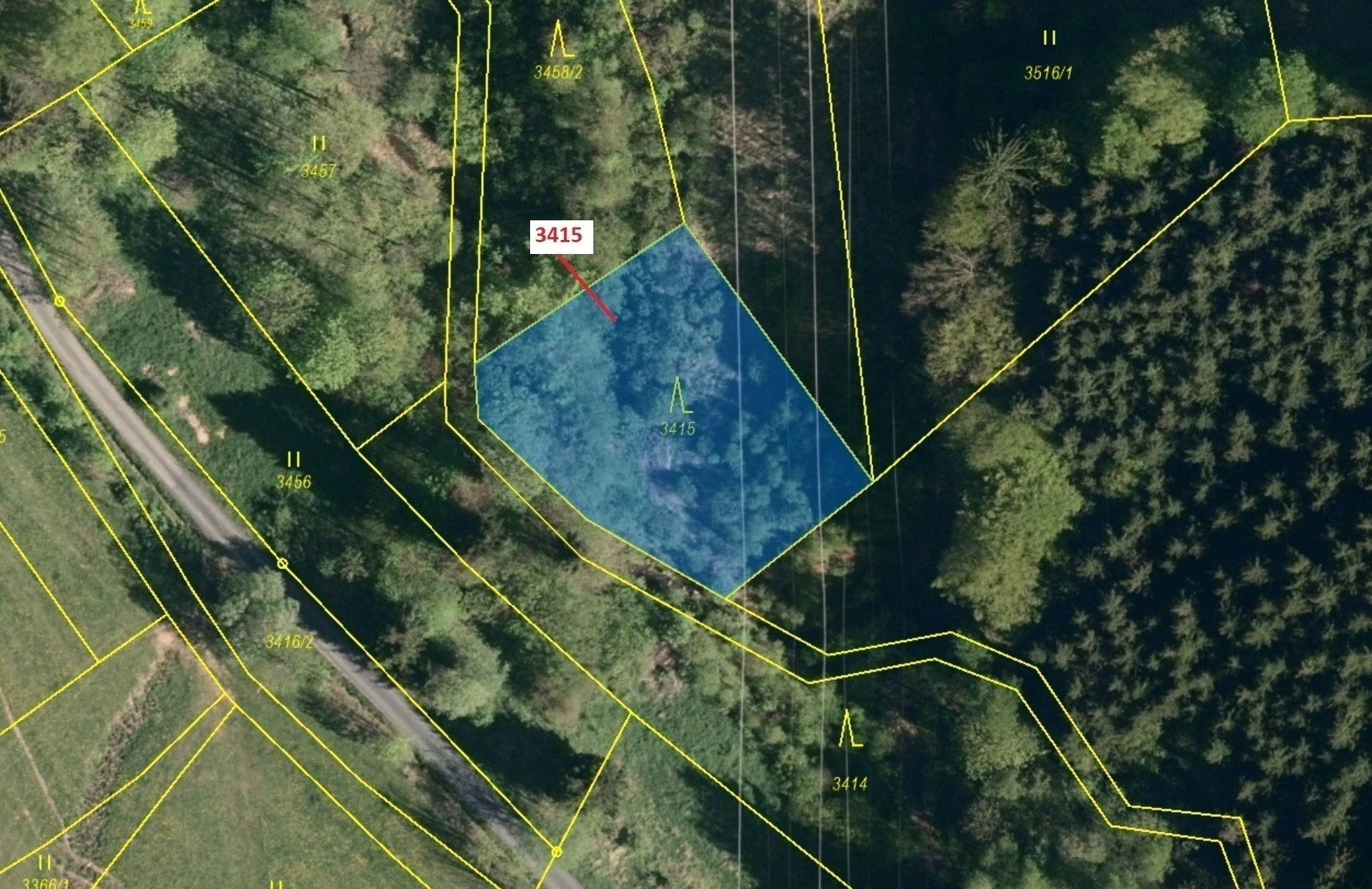Lesní pozemek o výměře 1093 m2, podíl 1/1, katastrální území Zděchov, obec Zděchov, obec s rozšířeno