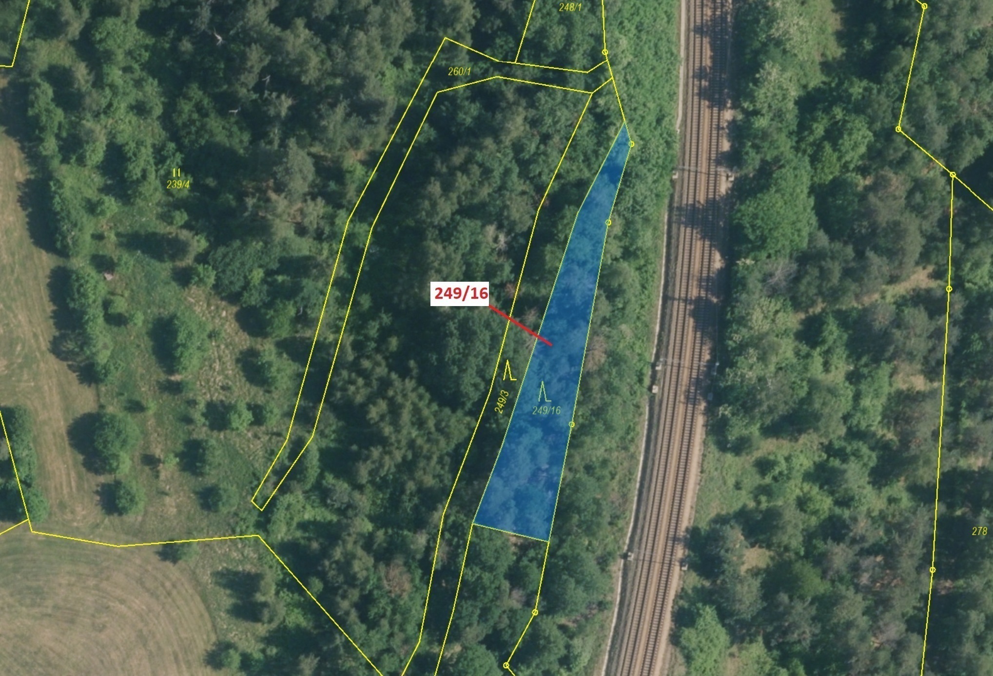 Lesní pozemek o výměře 802 m2, podíl 1/1, katastrální území Lubné, obec Lubné, obec s rozšířenou půs