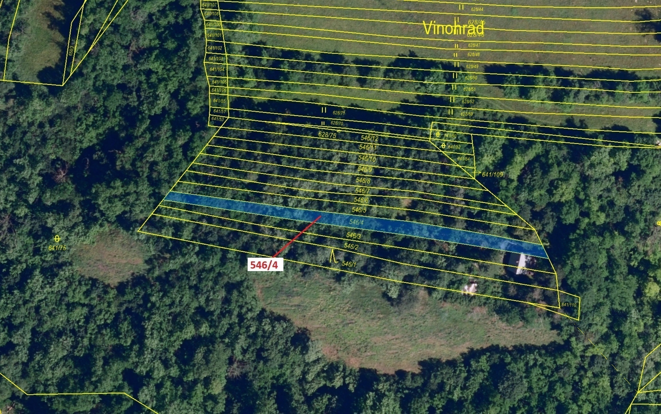 Lesní pozemek o výměře 507 m2, podíl 1/1, katastrální území Budkovice, obec Ivančice, obec s rozšíře