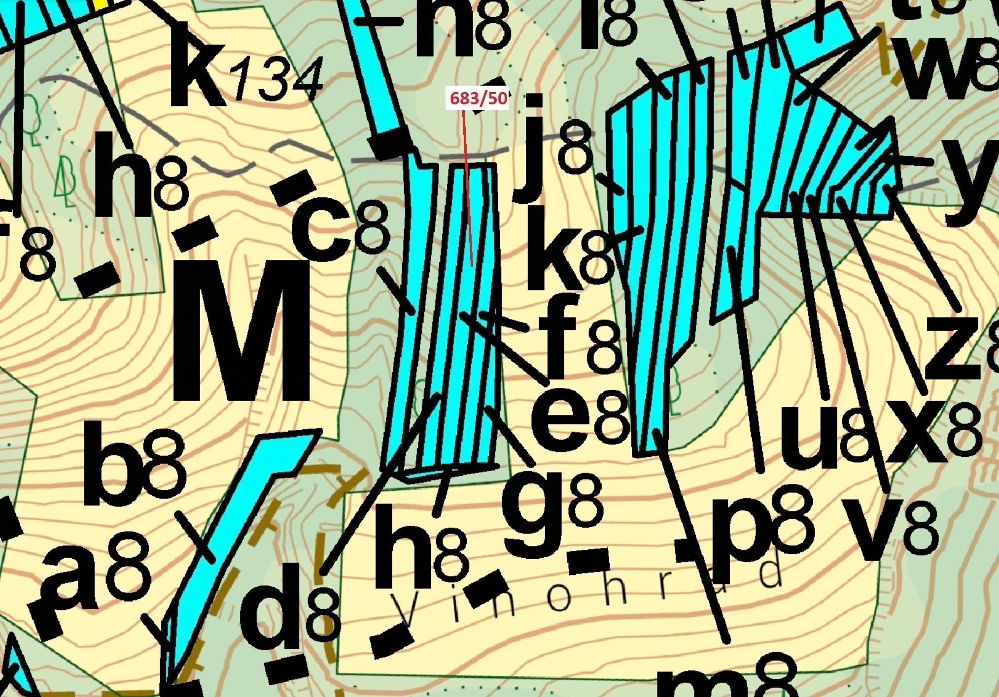 Lesní pozemek o výměře 477 m2, podíl 1/1, katastrální území Budkovice, obec Ivančice, obec s rozšíře