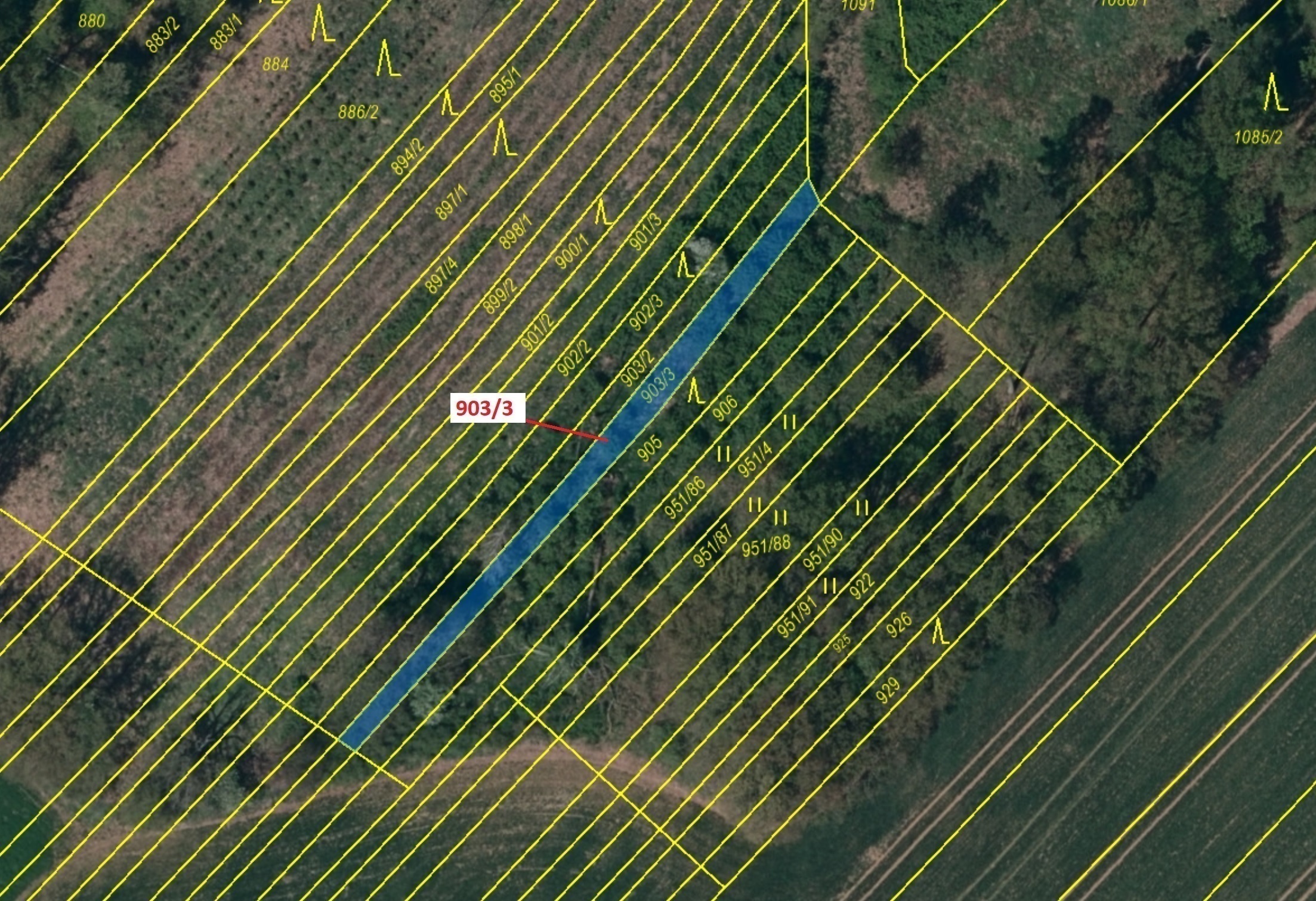 Lesní pozemek o výměře 234 m2, podíl 1/1, katastrální území Březník, obec Březník, obec s rozšířenou