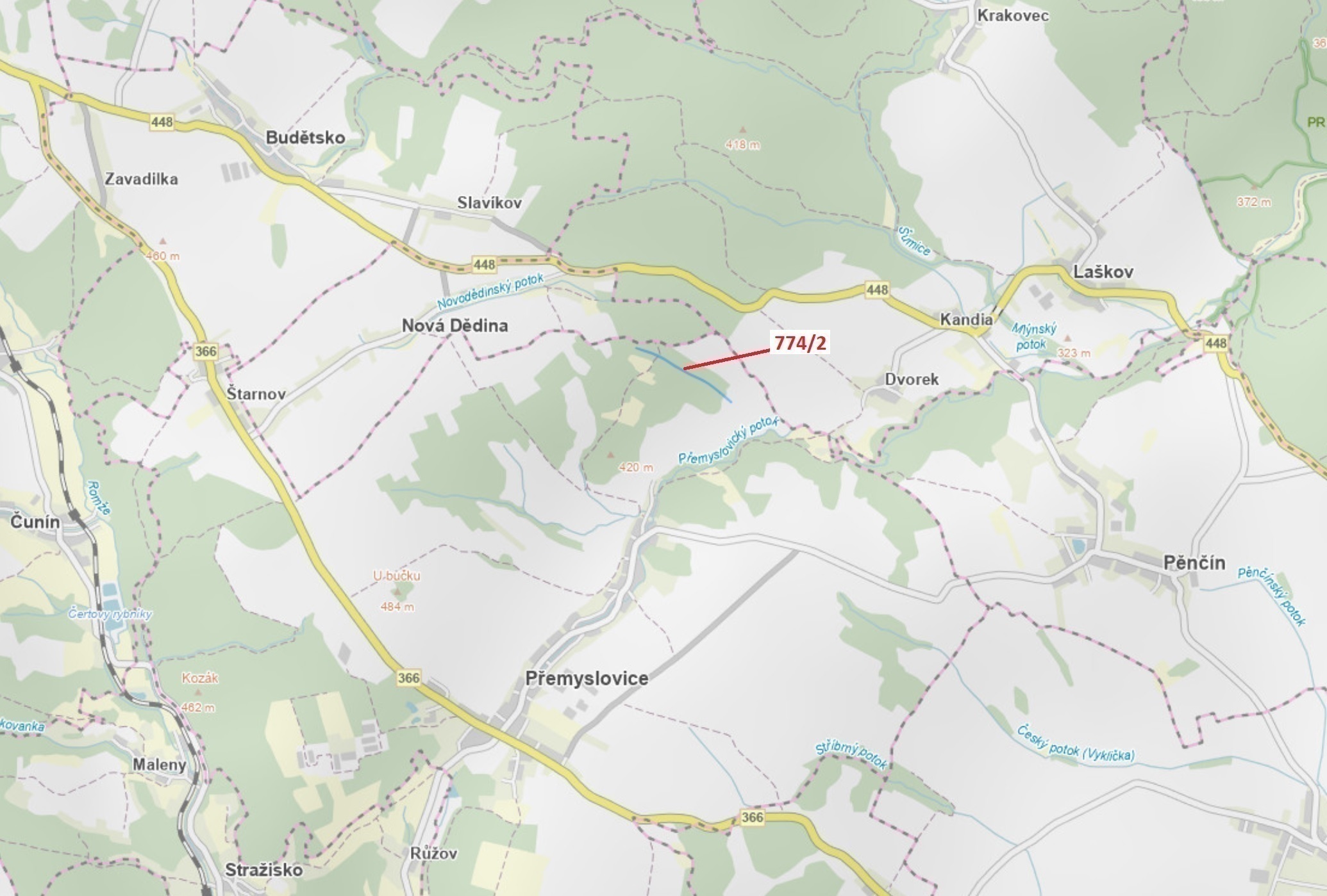 Lesní pozemek o výměře 7 901 m2, podíl 1/1, katastrální území Přemyslovice, obec Přemyslovice, obec 