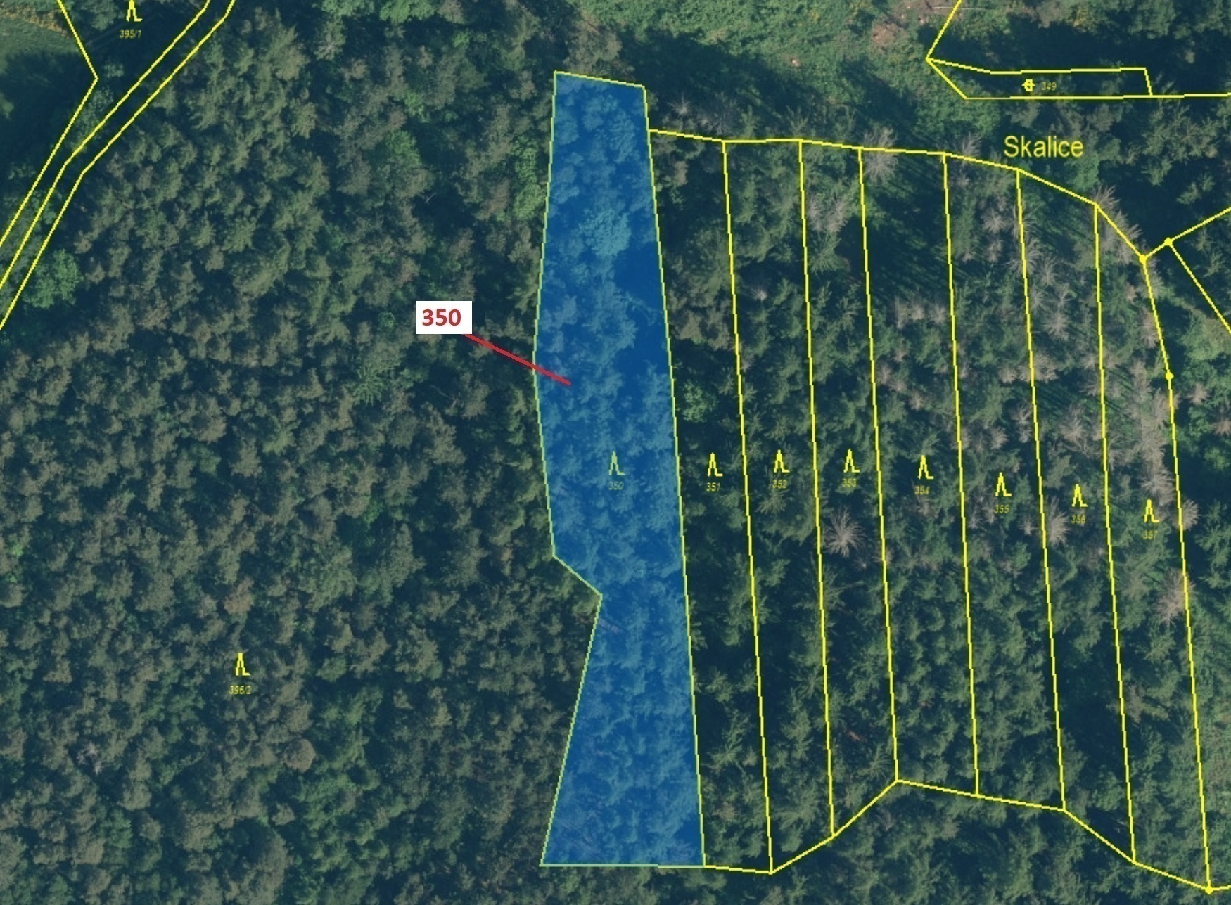 Lesní pozemek o výměře 3476 m2, podíl 1/1, katastrální území Kovčín, obec Kovčín, obec s rozšířenou 