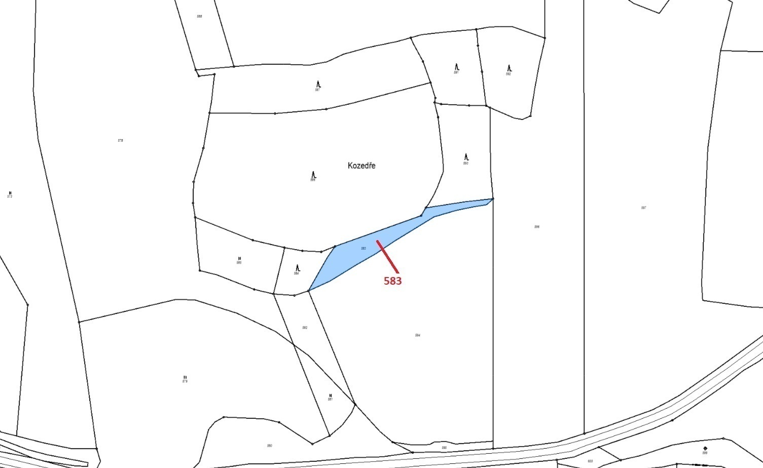 Ostatní plocha o výměře 1221 m2, podíl 1/1, katastrální území Zahorčičky, obec Hradiště, obec s rozš